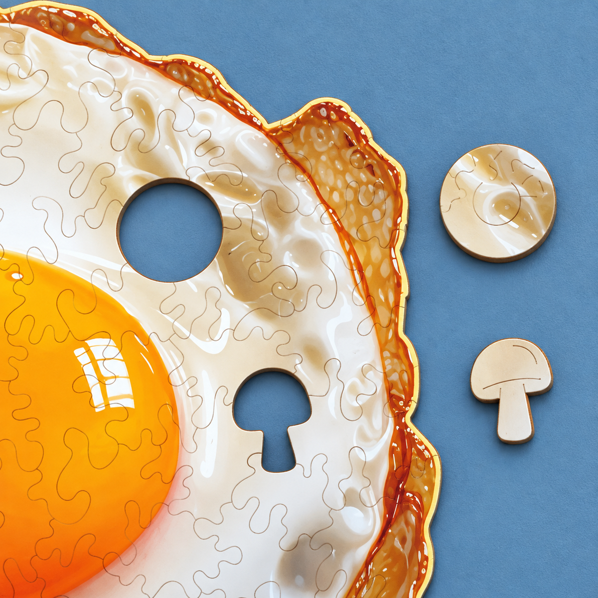 Sunny-Side Up Wooden Jigsaw Puzzle – 101-Piece Fried Egg Design