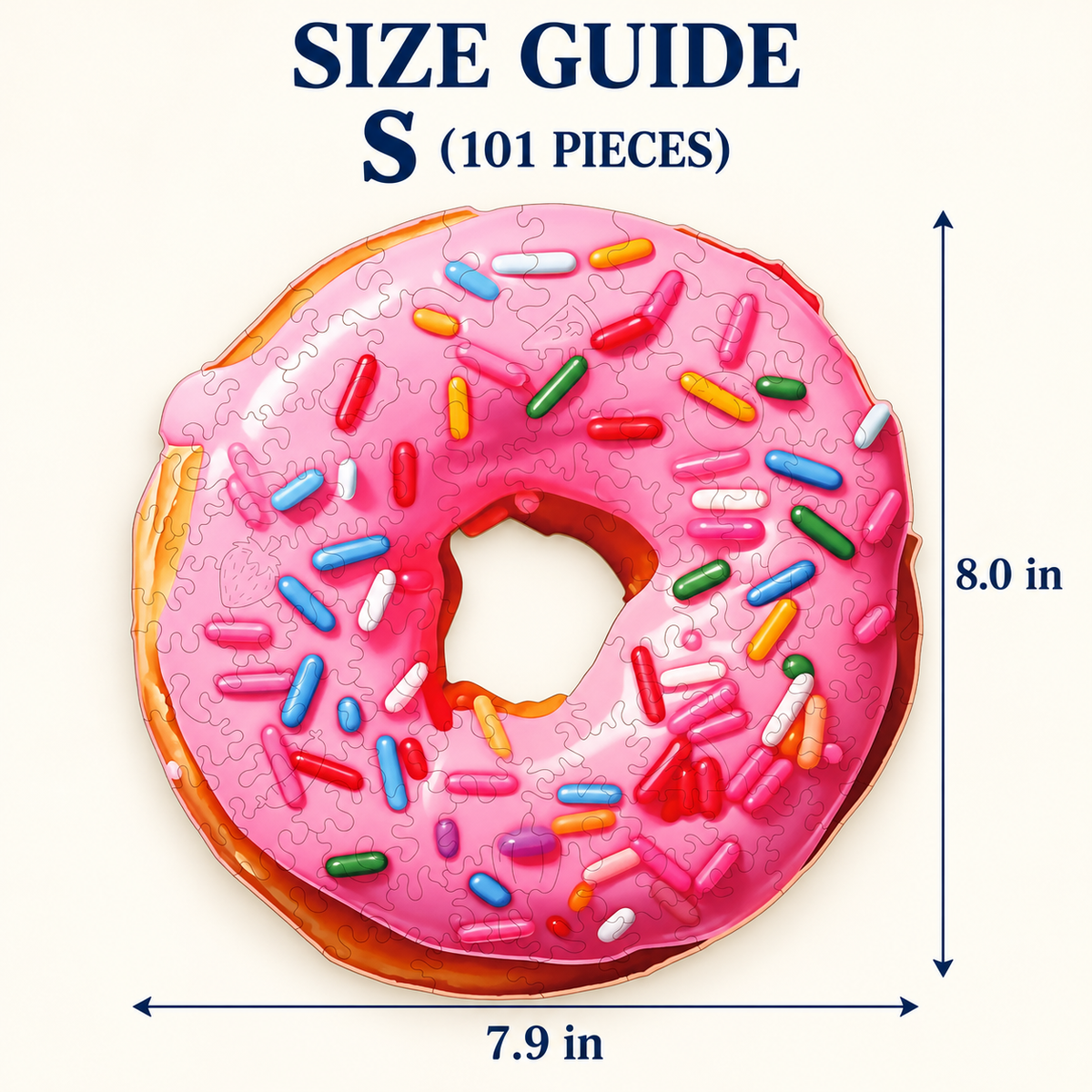 Pink Sprinkle Doughnut Wooden Jigsaw Puzzle – Sweet Treat Food Art
