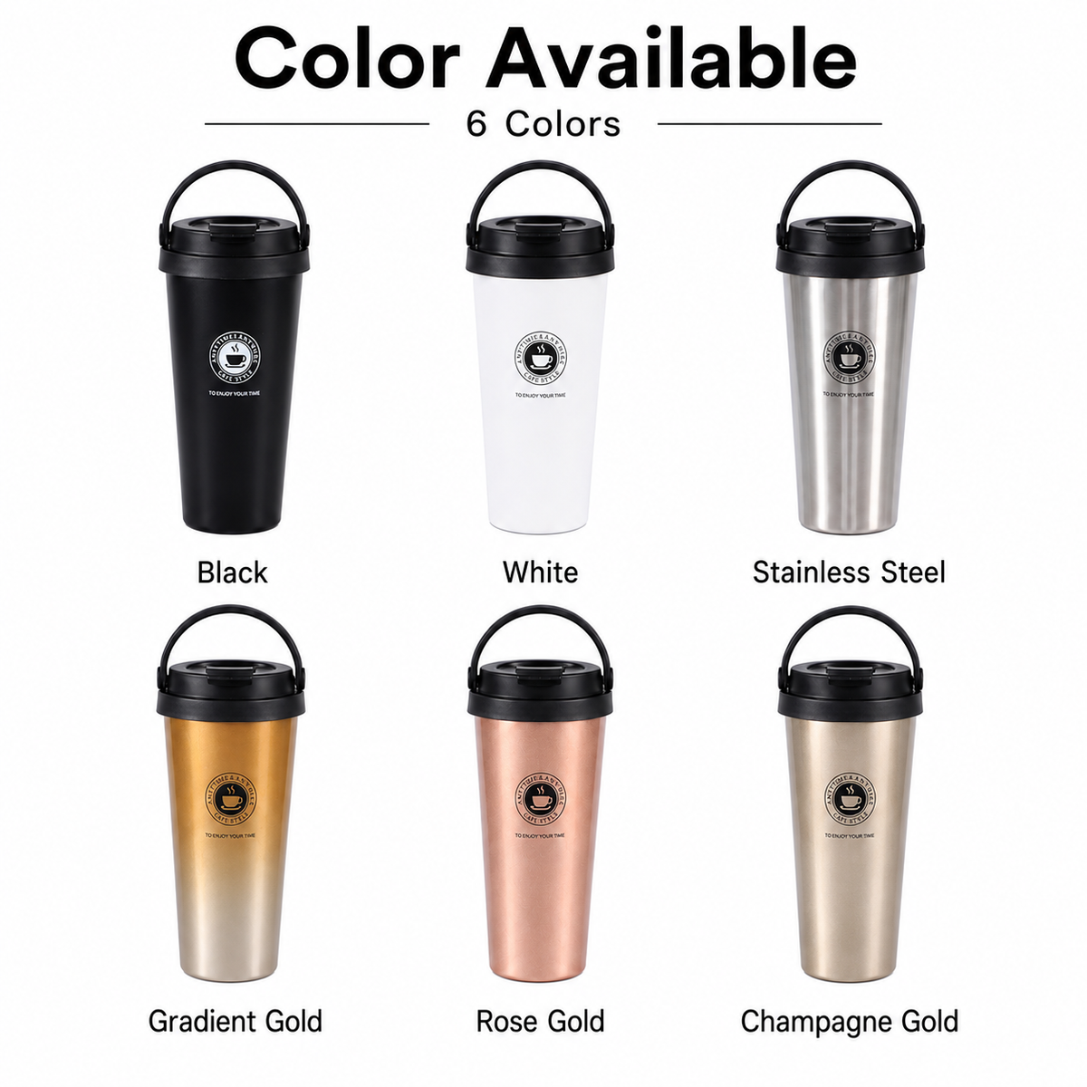 Custom Logo 304 Liner Stainless Coffee Tumbler 500Ml