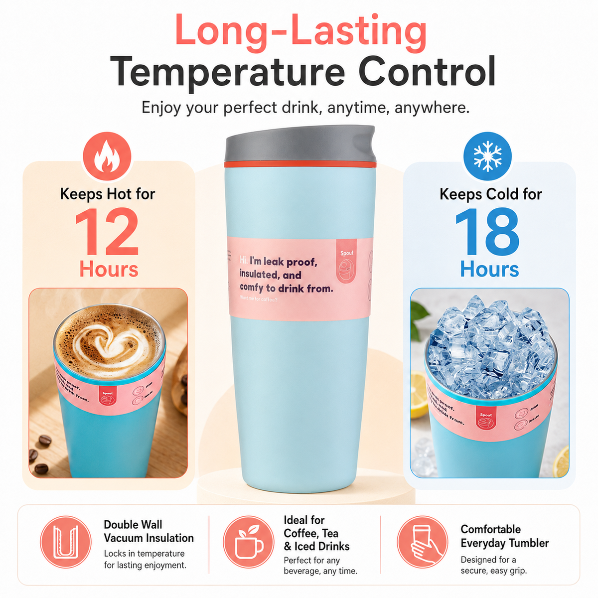 20oz Insulated Stainless Steel Coffee Tumbler Custom Logo