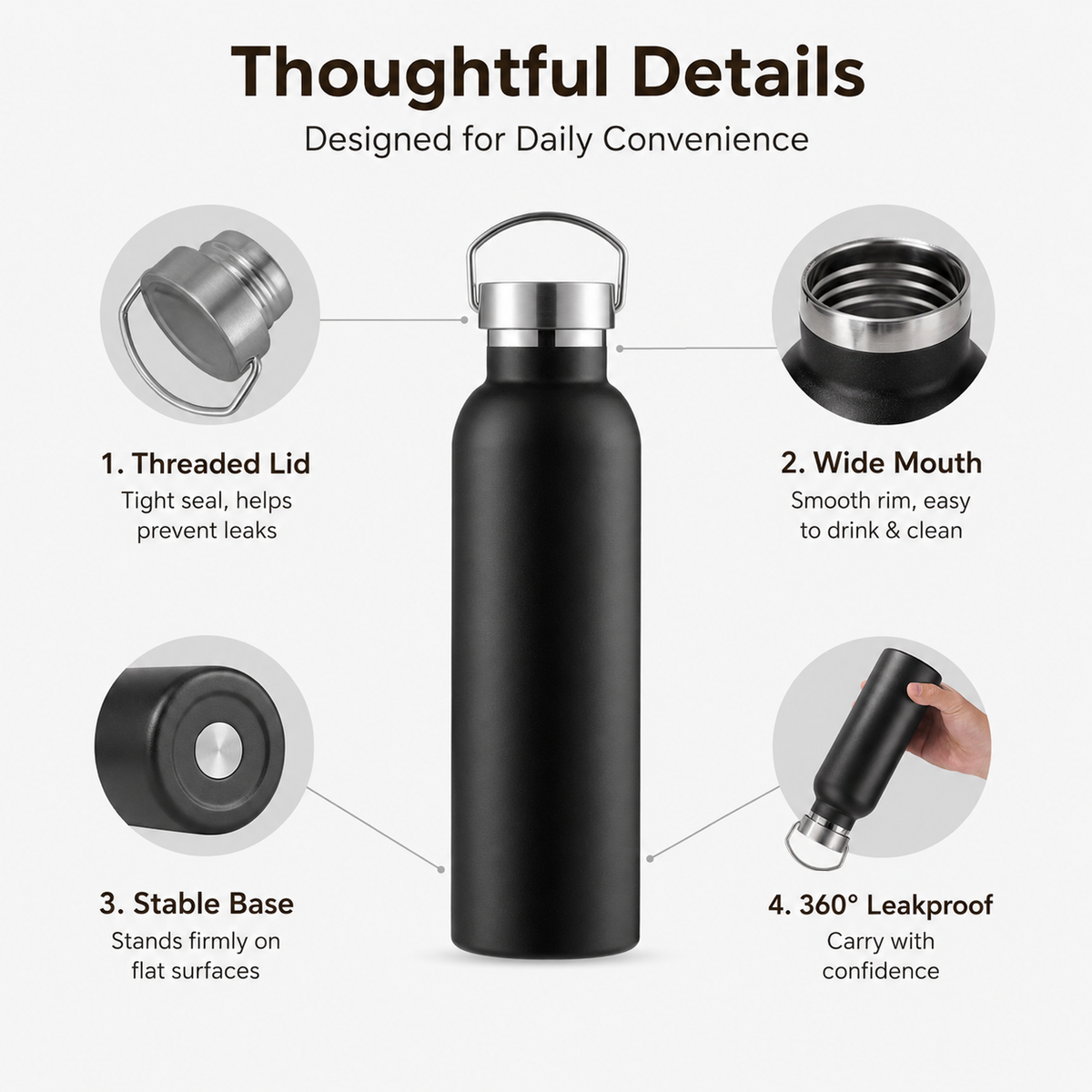 750ml American Wide Mouth Stainless Steel Water Bottle