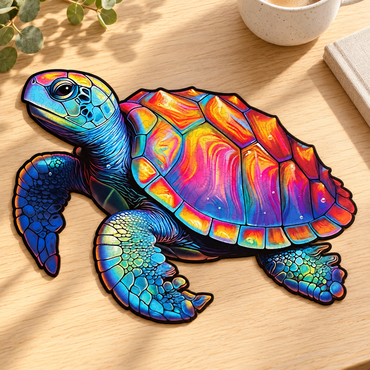 Rainbow Sea Turtle Wooden Jigsaw Puzzle