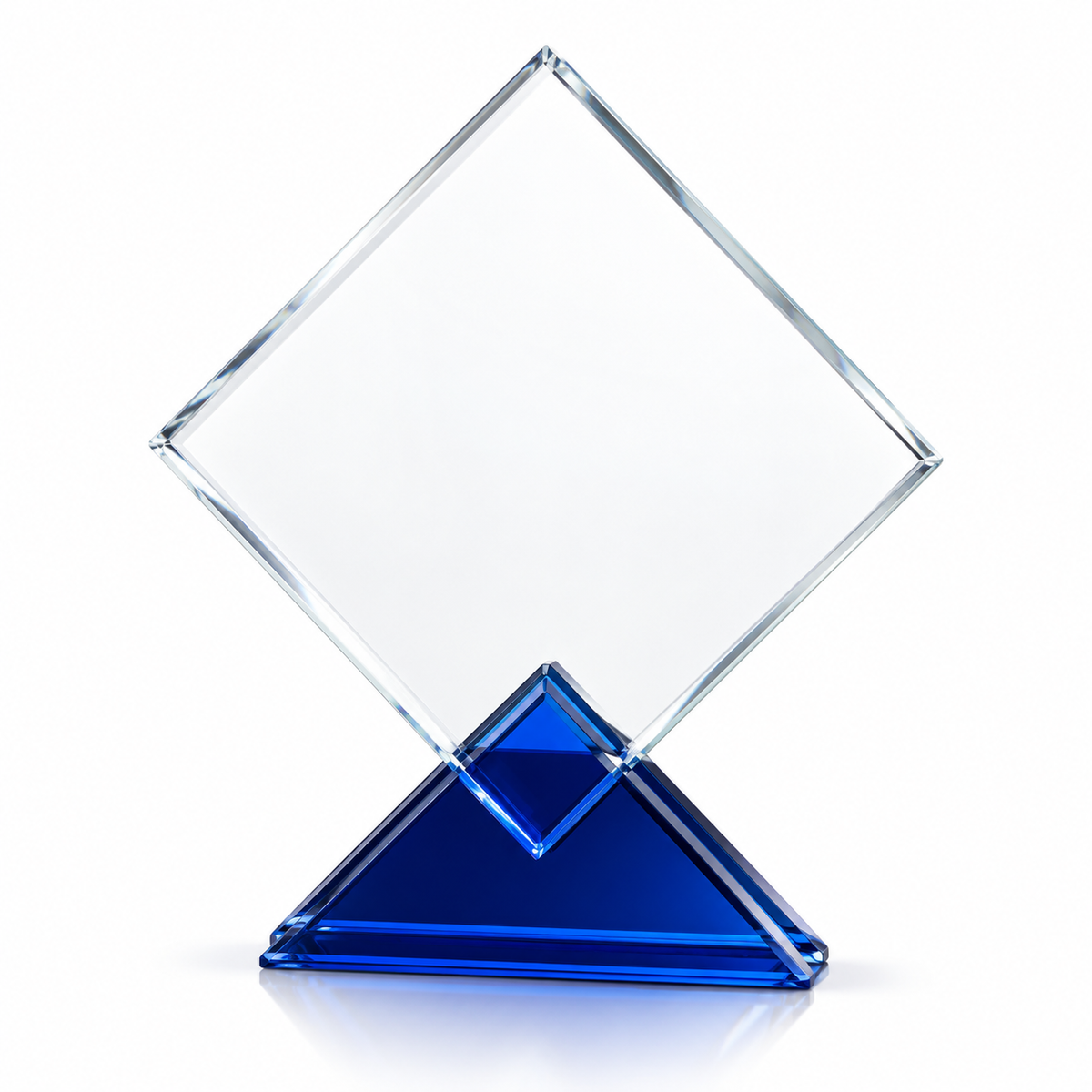 Custom Diamond Crystal Plaque with Blue Triangular Base