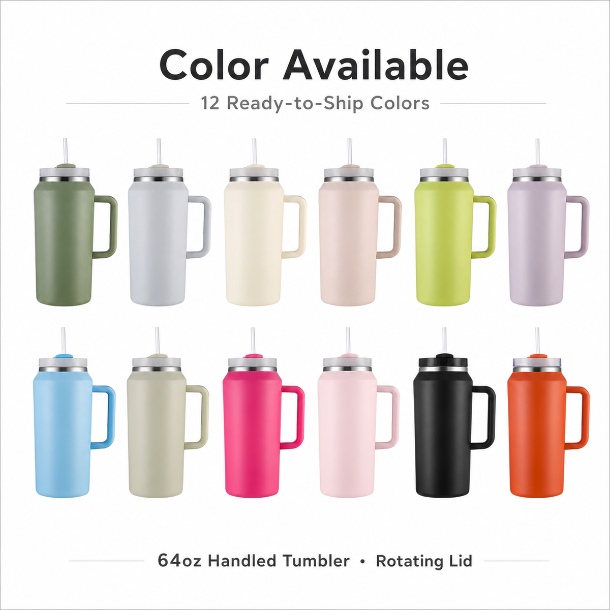 64oz Stainless Steel Handle Water Tumbler