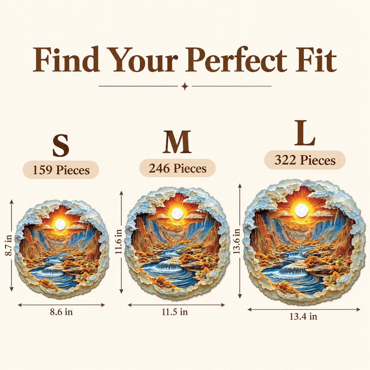 Golden Canyon Waterfalls Wooden Jigsaw Puzzle with 3D Visual Effect