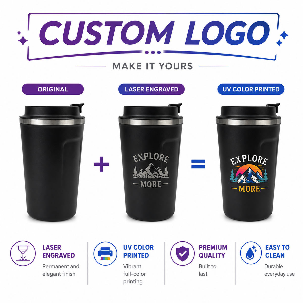 500ml Portable Stainless Steel Custom Logo Coffee Tumbler