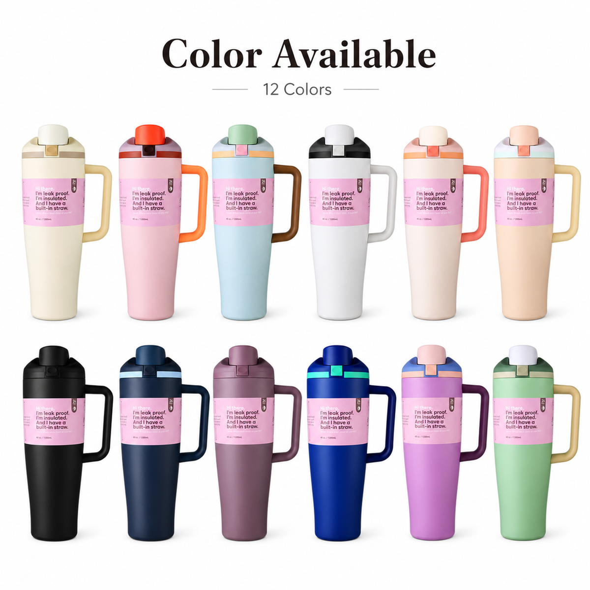 Custom 40oz Insulated Tumbler With Pop Up Dual Drink Flip