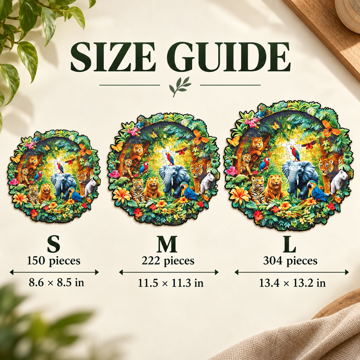 Wildlife Jungle Gathering Wooden Jigsaw Puzzle