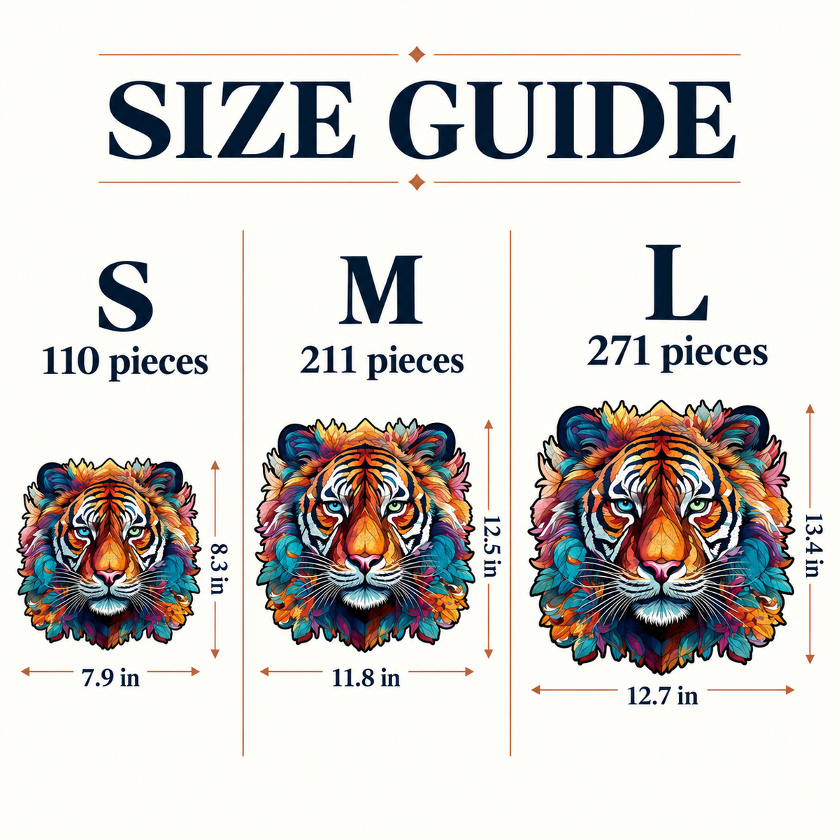 Wild Majesty Tiger Wooden Jigsaw Puzzle – Colorful Feline Portrait