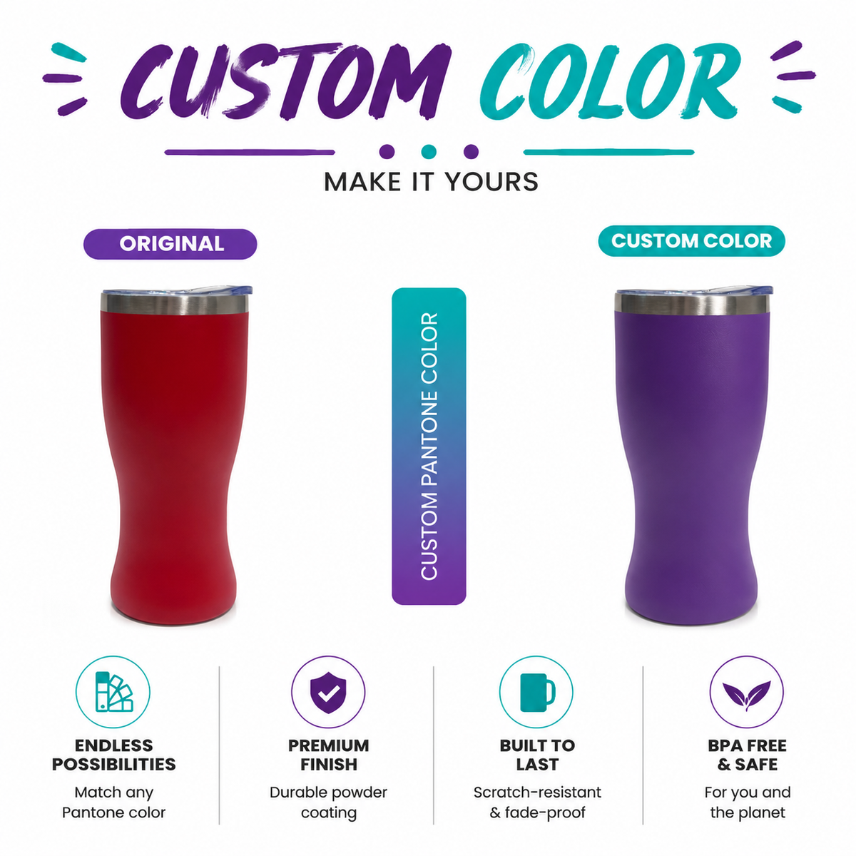 Custom 16oz Ergonomic Curved Stainless Steel Tumbler