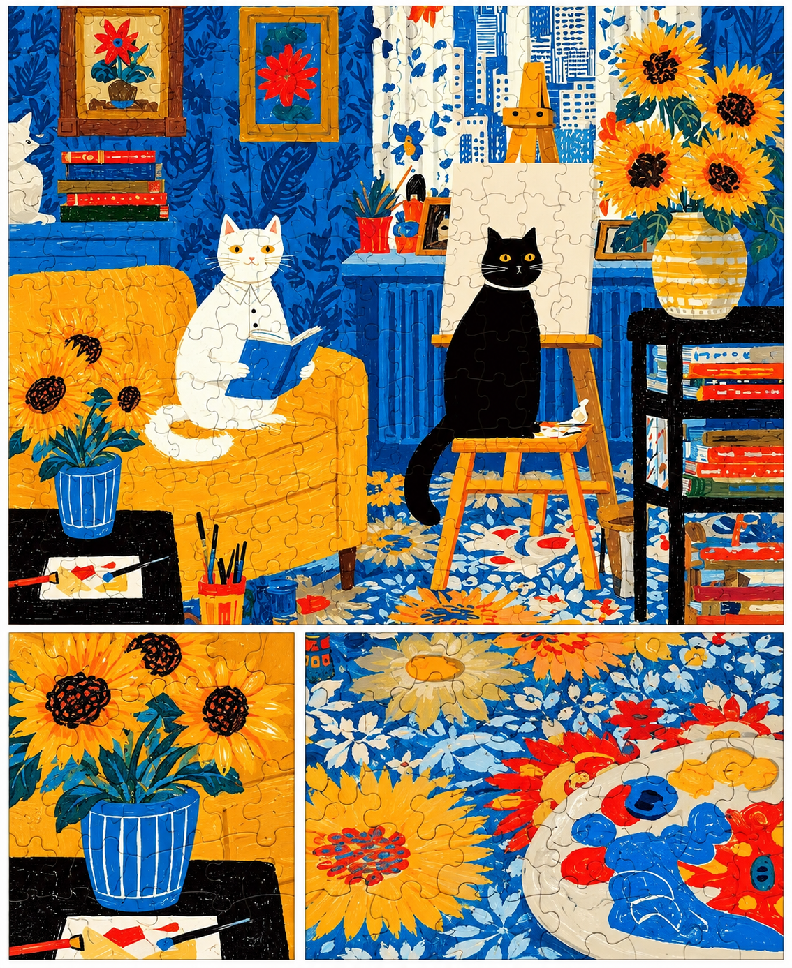 A Cozy Atelier with Two Cats – Wooden Jigsaw Puzzle