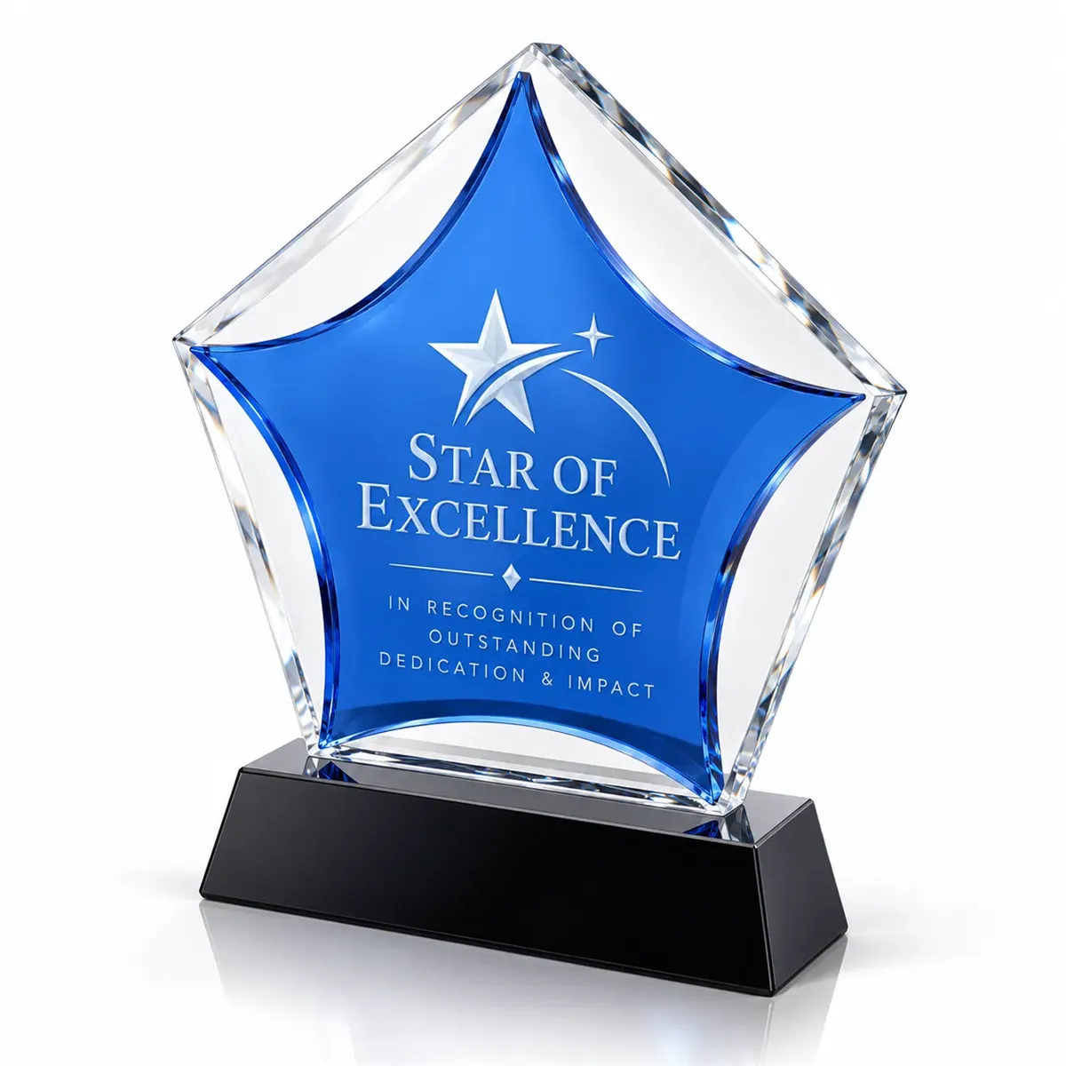Custom Star Crystal Trophy with Base