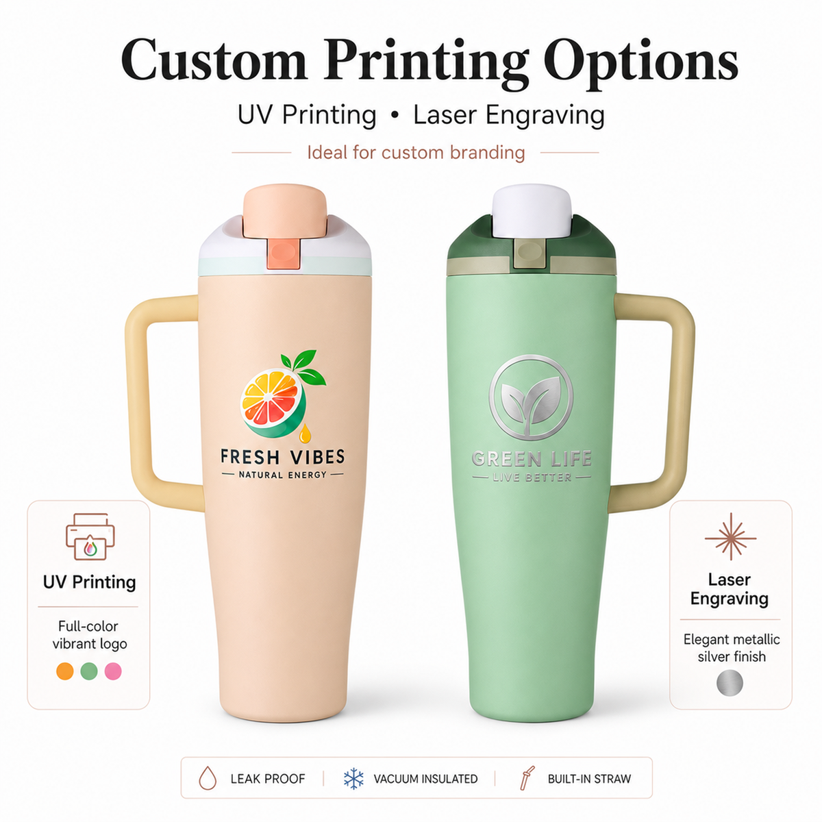Custom 40oz Insulated Tumbler With Pop Up Dual Drink Flip