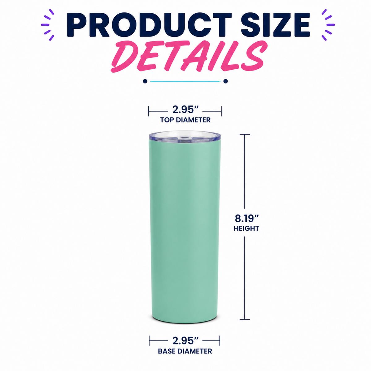 20Oz Custom Stainless Steel Straight Tumbler