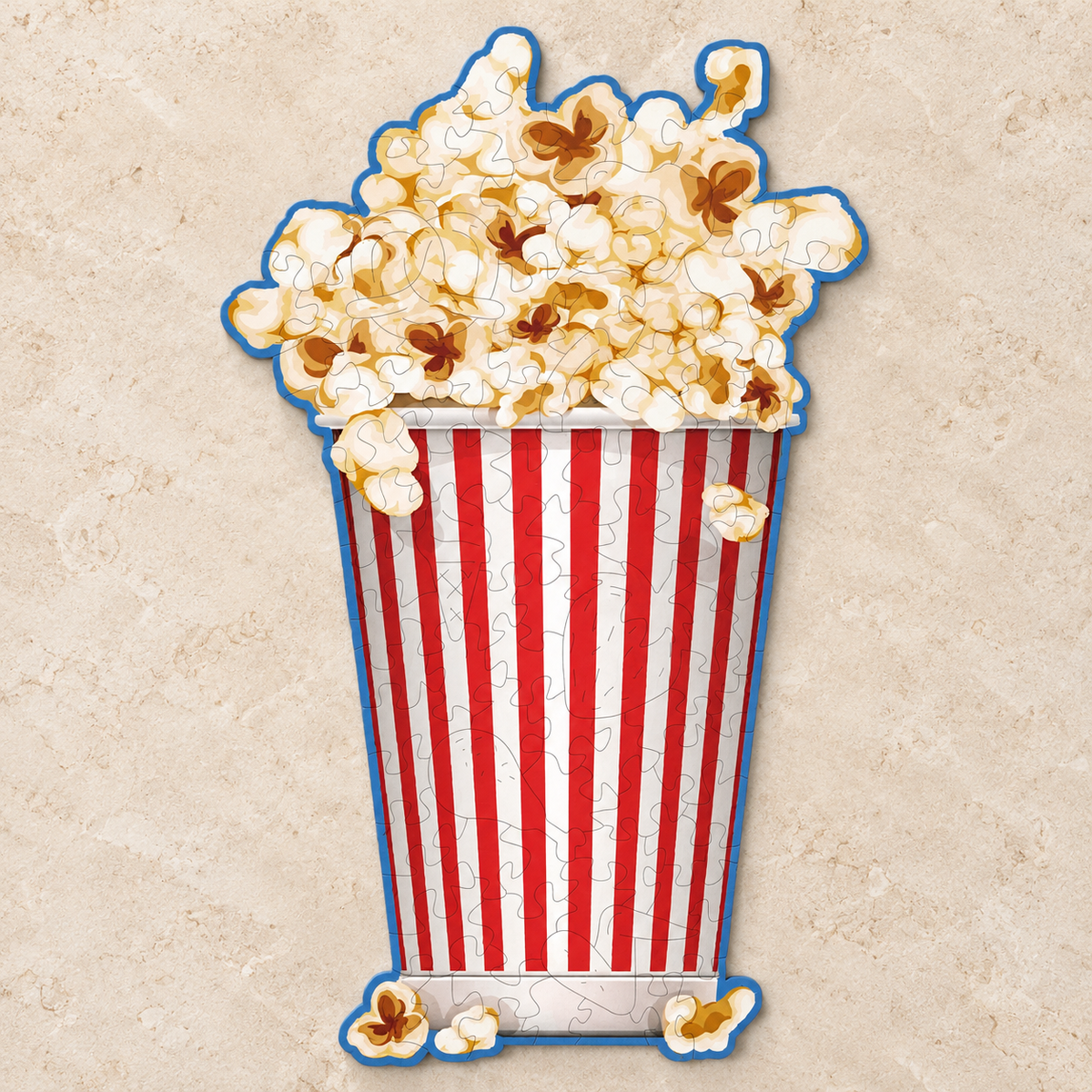 Movie Night Popcorn Bucket Wooden Jigsaw Puzzle