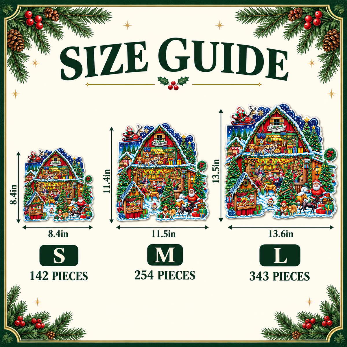 Holiday Market Magic Wooden Jigsaw Puzzle – Santa’s Snowy Christmas Shop