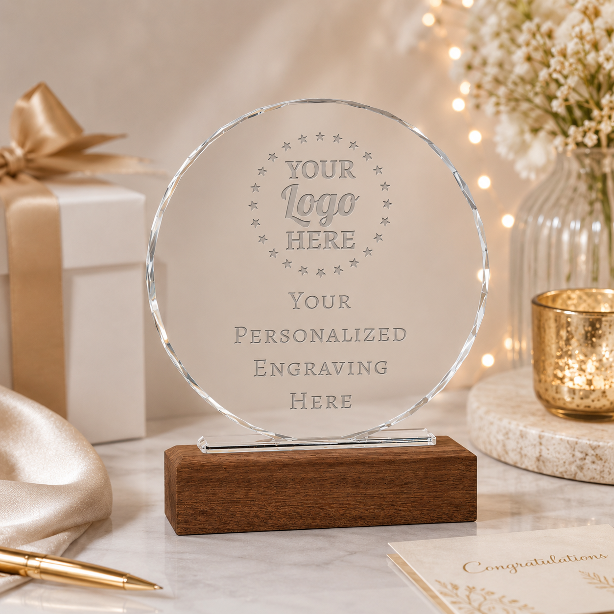 Custom Round Crystal Trophy