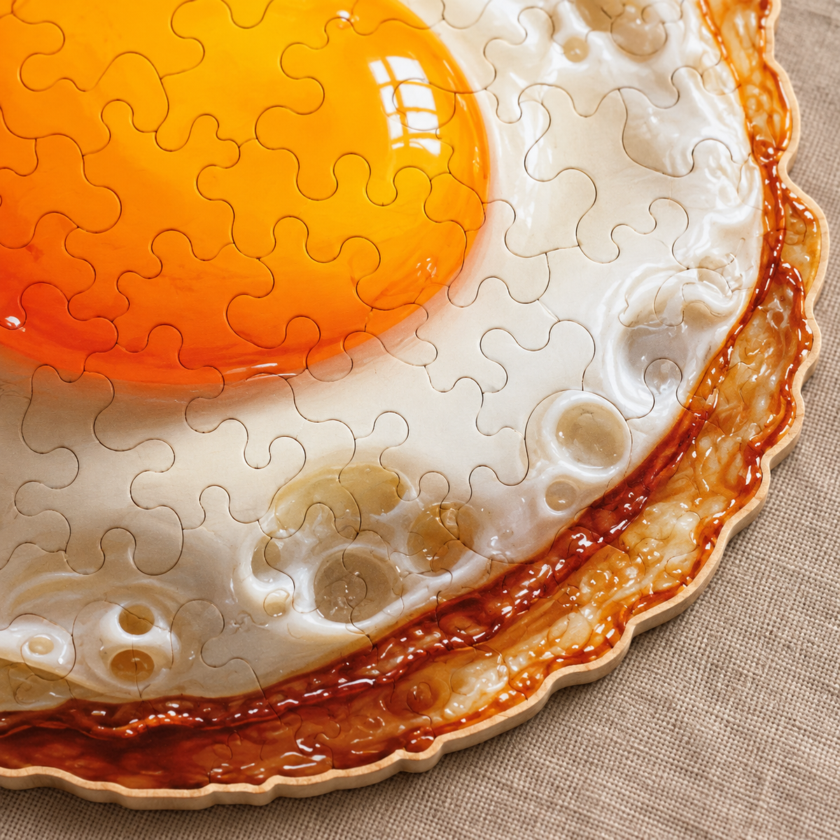 Sunny-Side Up Wooden Jigsaw Puzzle – 101-Piece Fried Egg Design