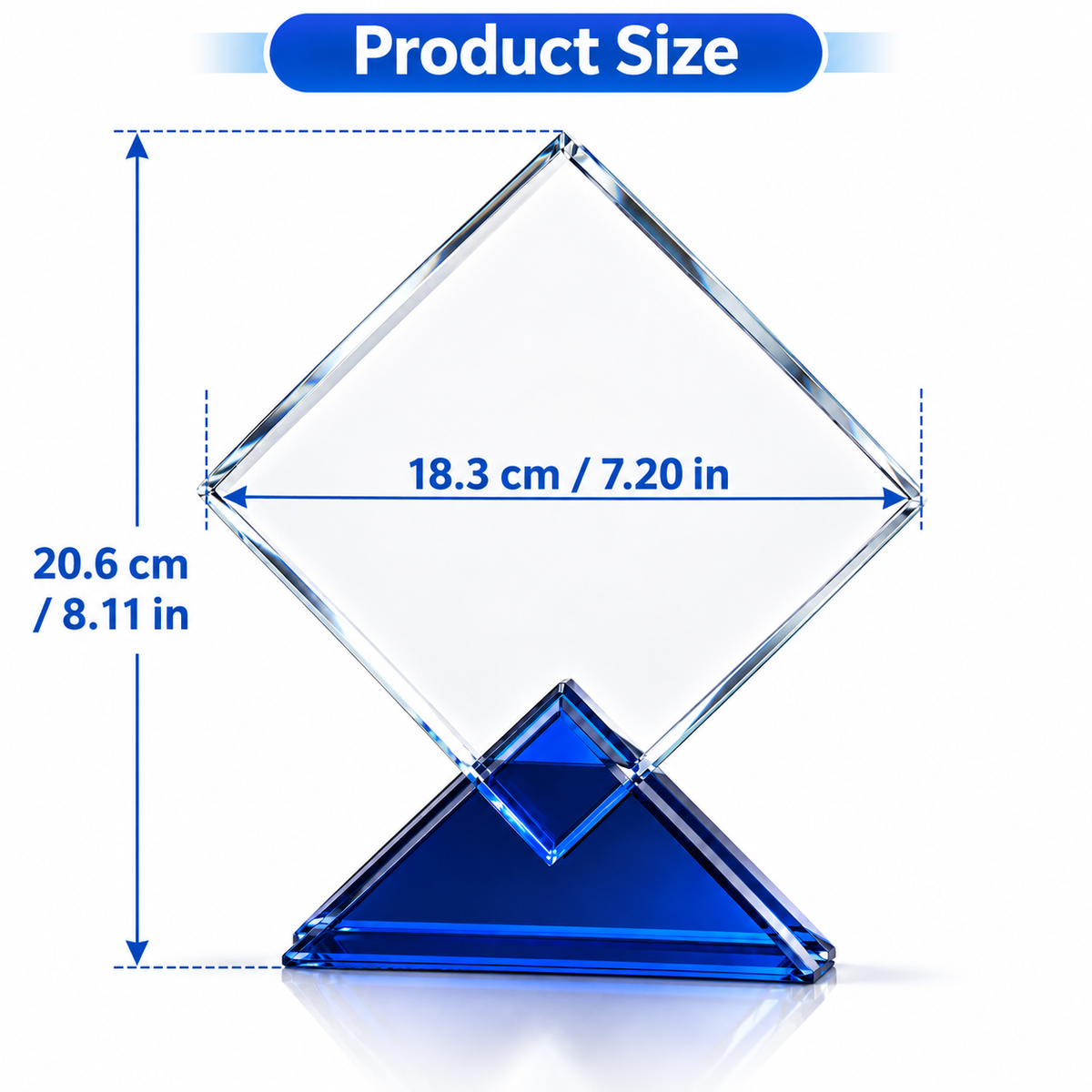 Custom Diamond Crystal Plaque with Blue Triangular Base