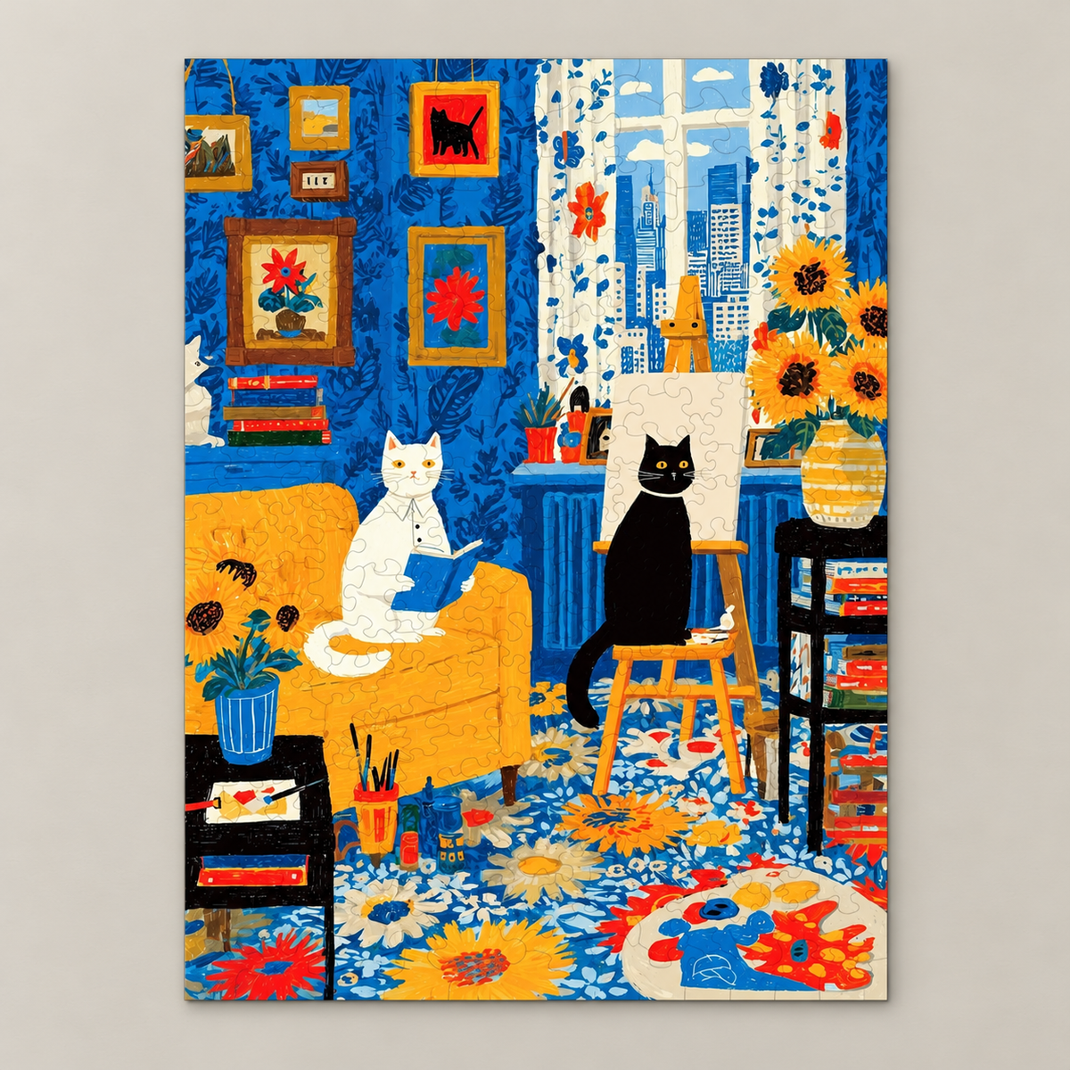 A Cozy Atelier with Two Cats – Wooden Jigsaw Puzzle