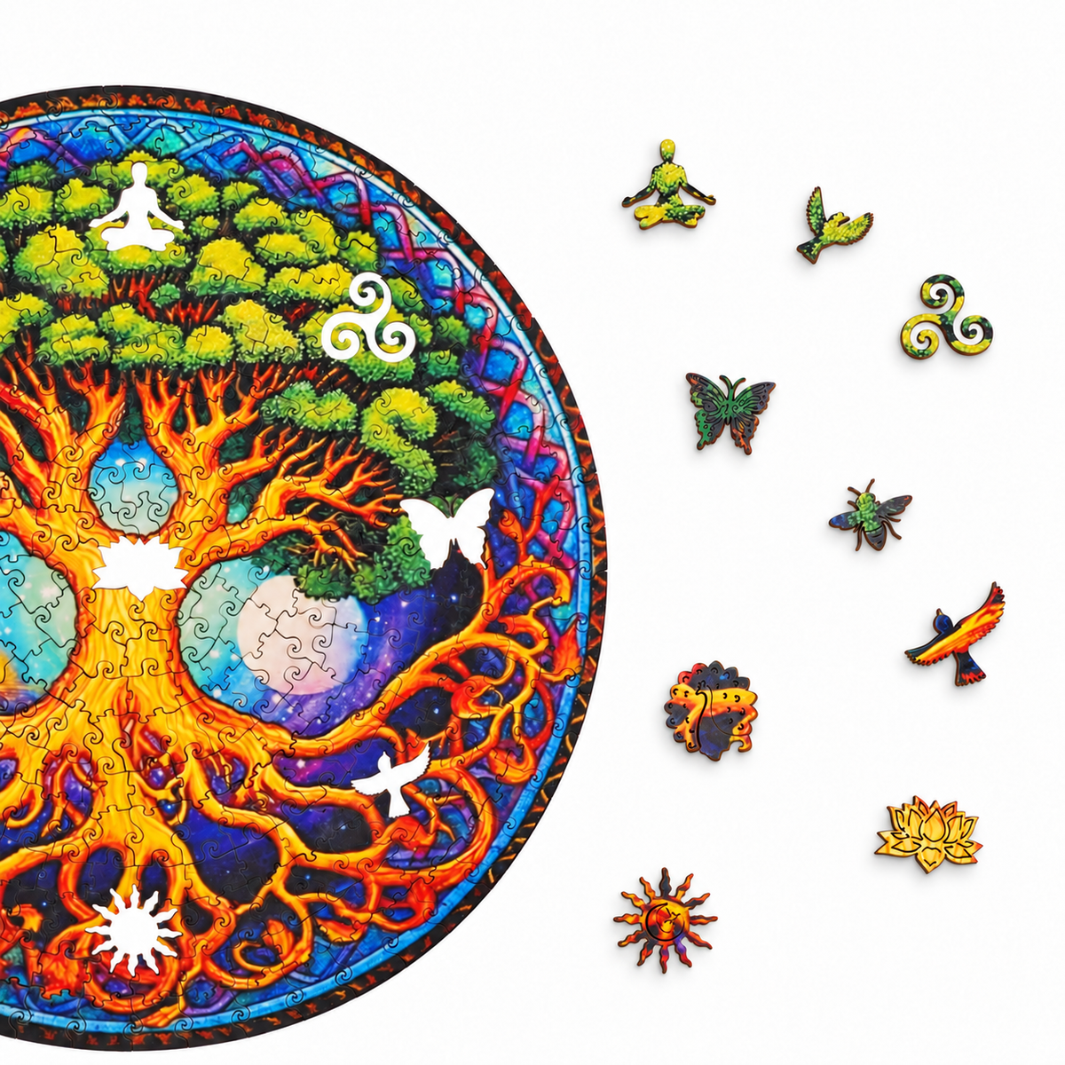Golden Roots Celestial Tree Wooden Jigsaw Puzzle