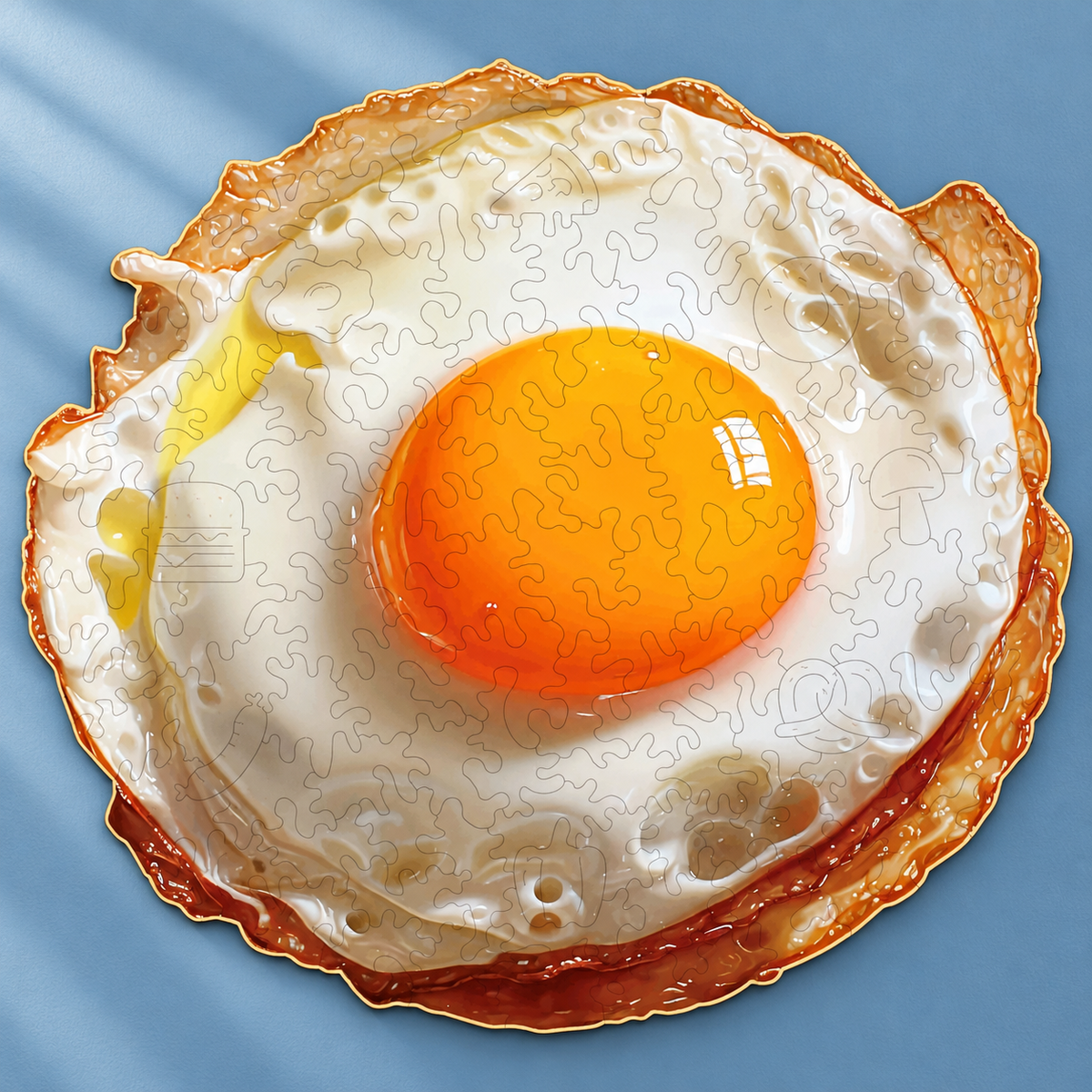 Sunny-Side Up Wooden Jigsaw Puzzle – 101-Piece Fried Egg Design