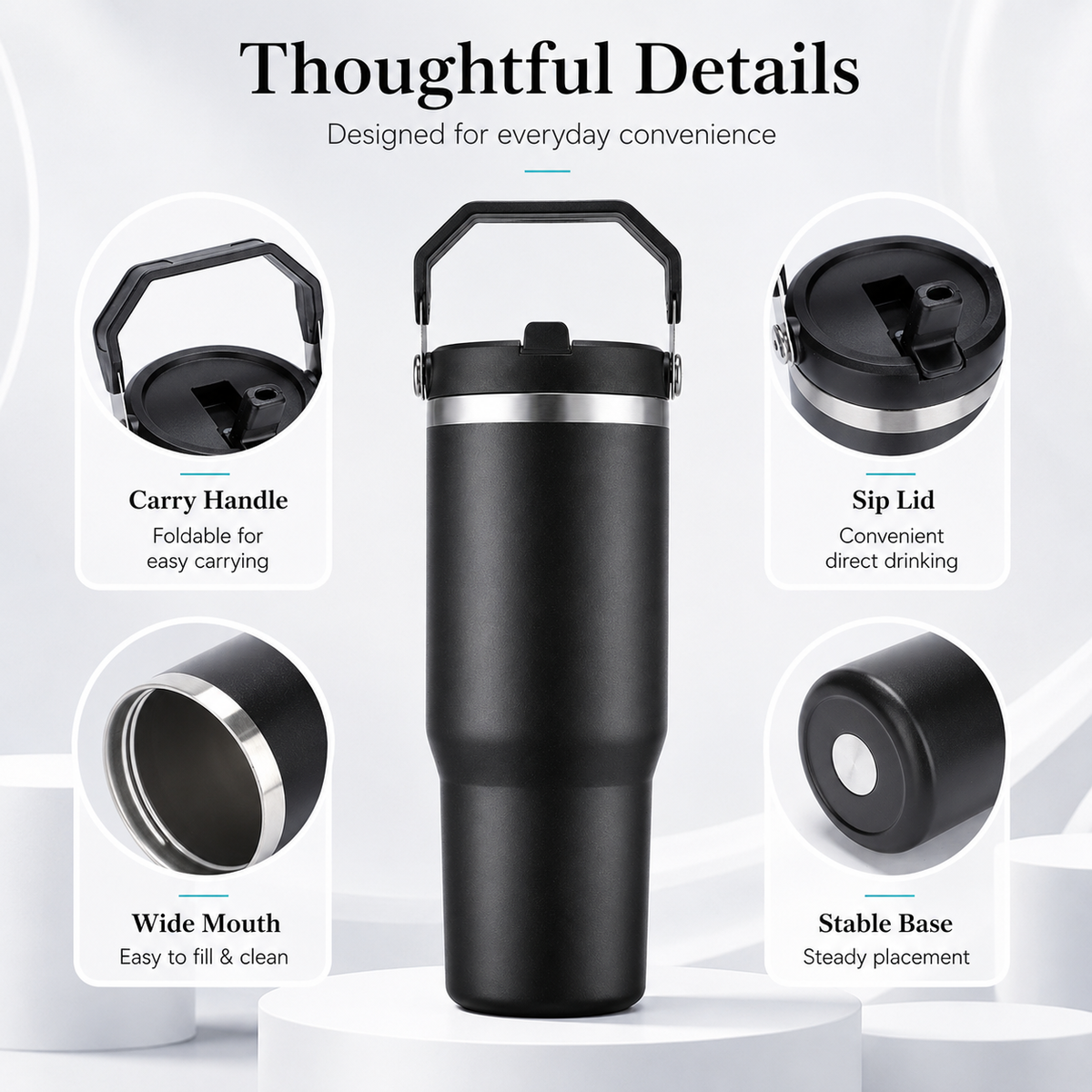 Custom 30oz Portable Handheld Stainless Steel Tumbler