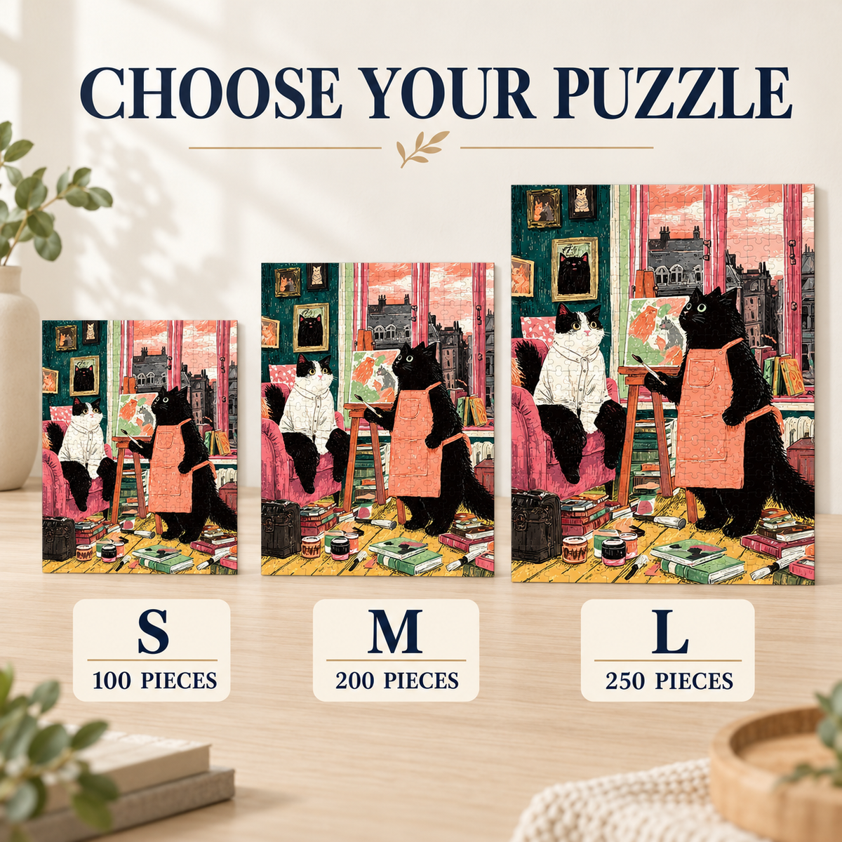 The Feline Portrait Studio Wooden Jigsaw Puzzle – Cats, Canvas & City Views
