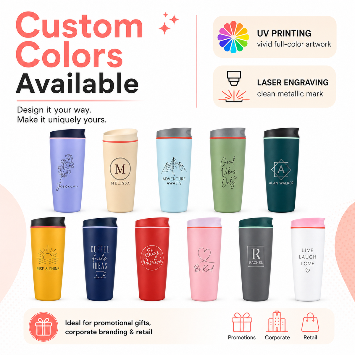20oz Insulated Stainless Steel Coffee Tumbler Custom Logo