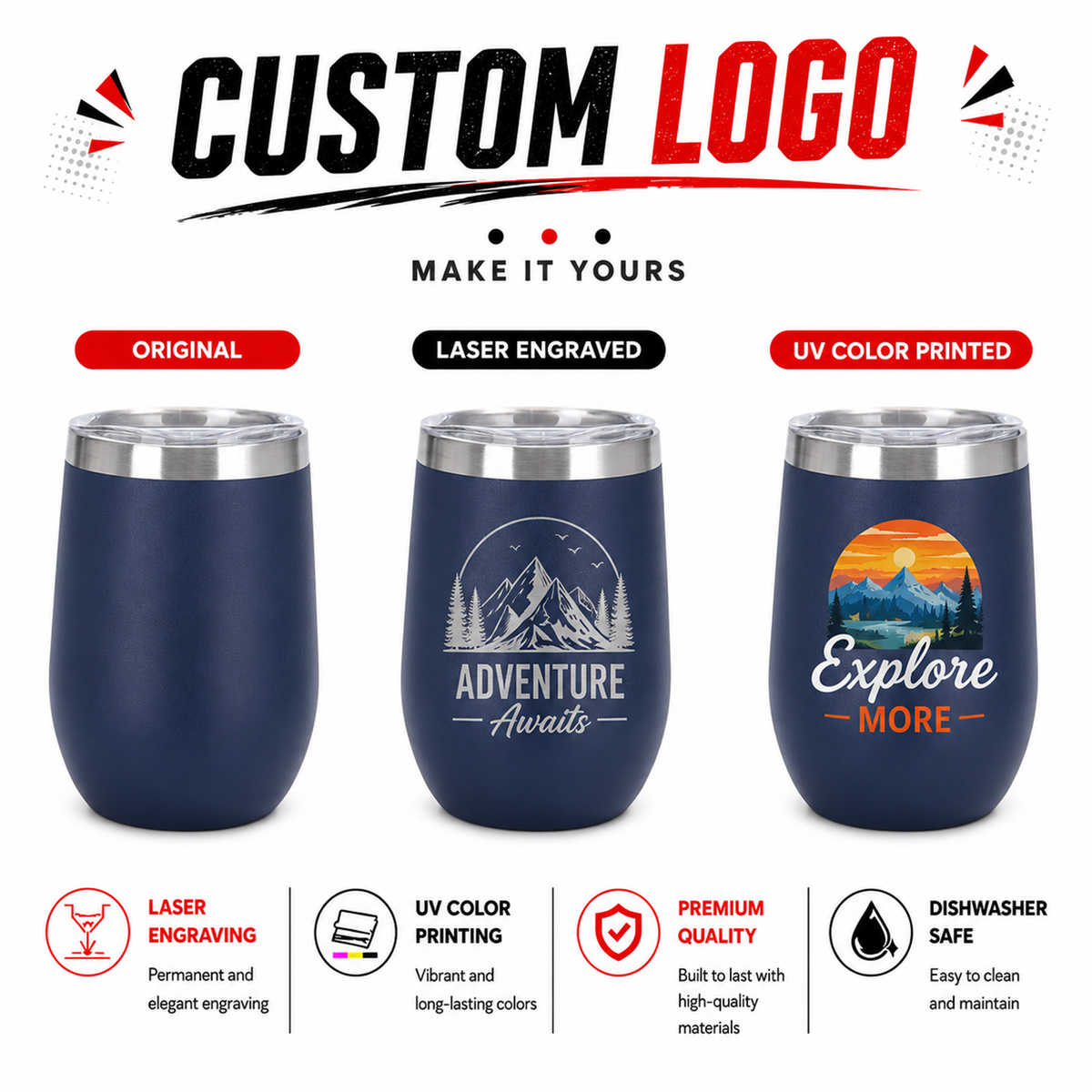 Custom 12oz Double Wall Stainless Steel Egg Tumbler