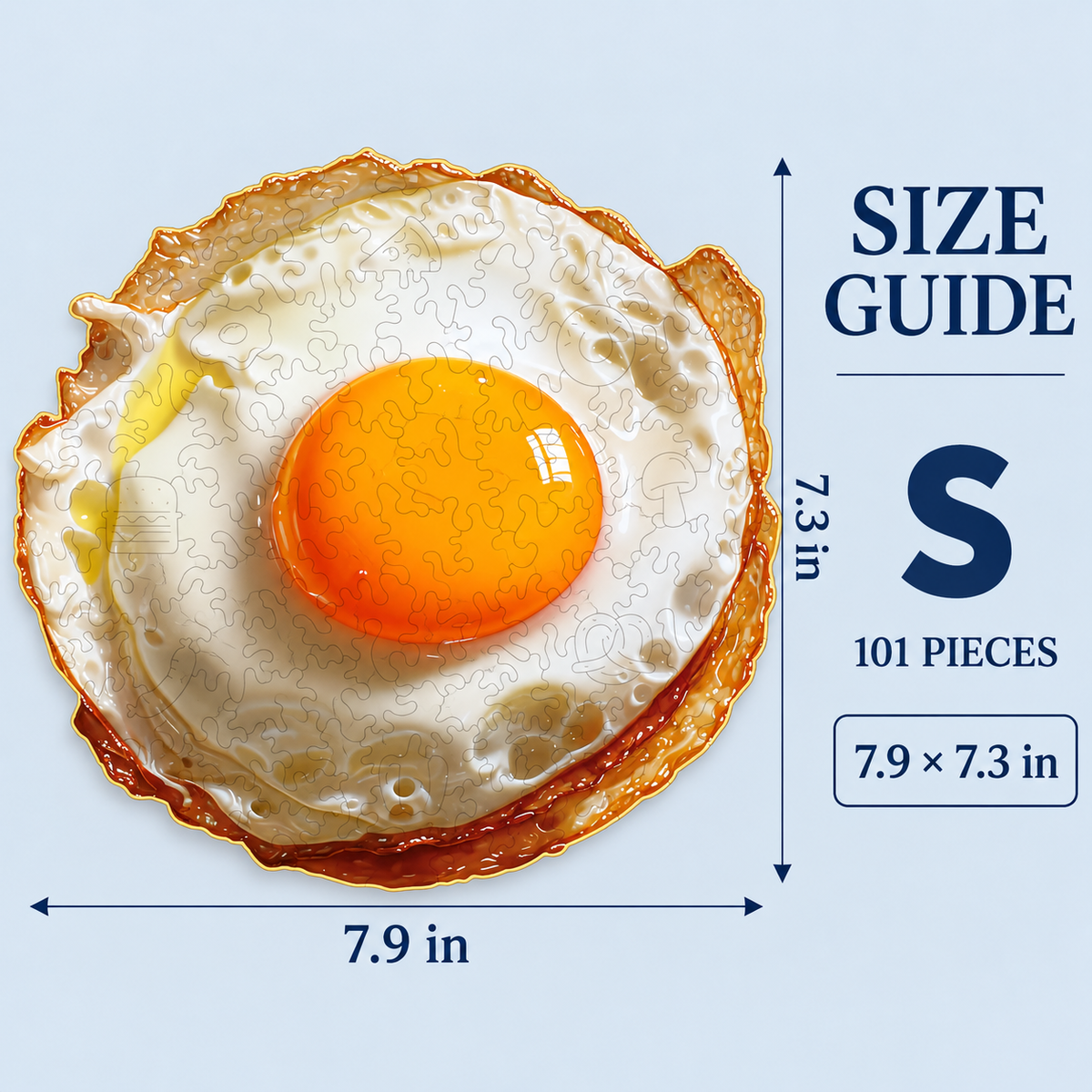 Sunny-Side Up Wooden Jigsaw Puzzle – 101-Piece Fried Egg Design