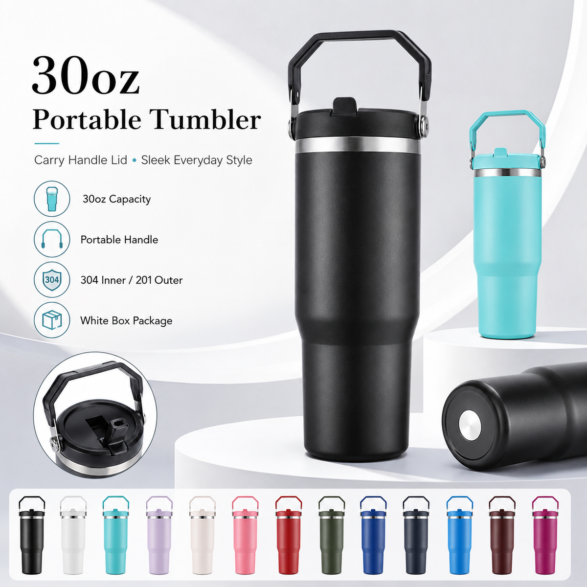 Custom 30oz Portable Handheld Stainless Steel Tumbler