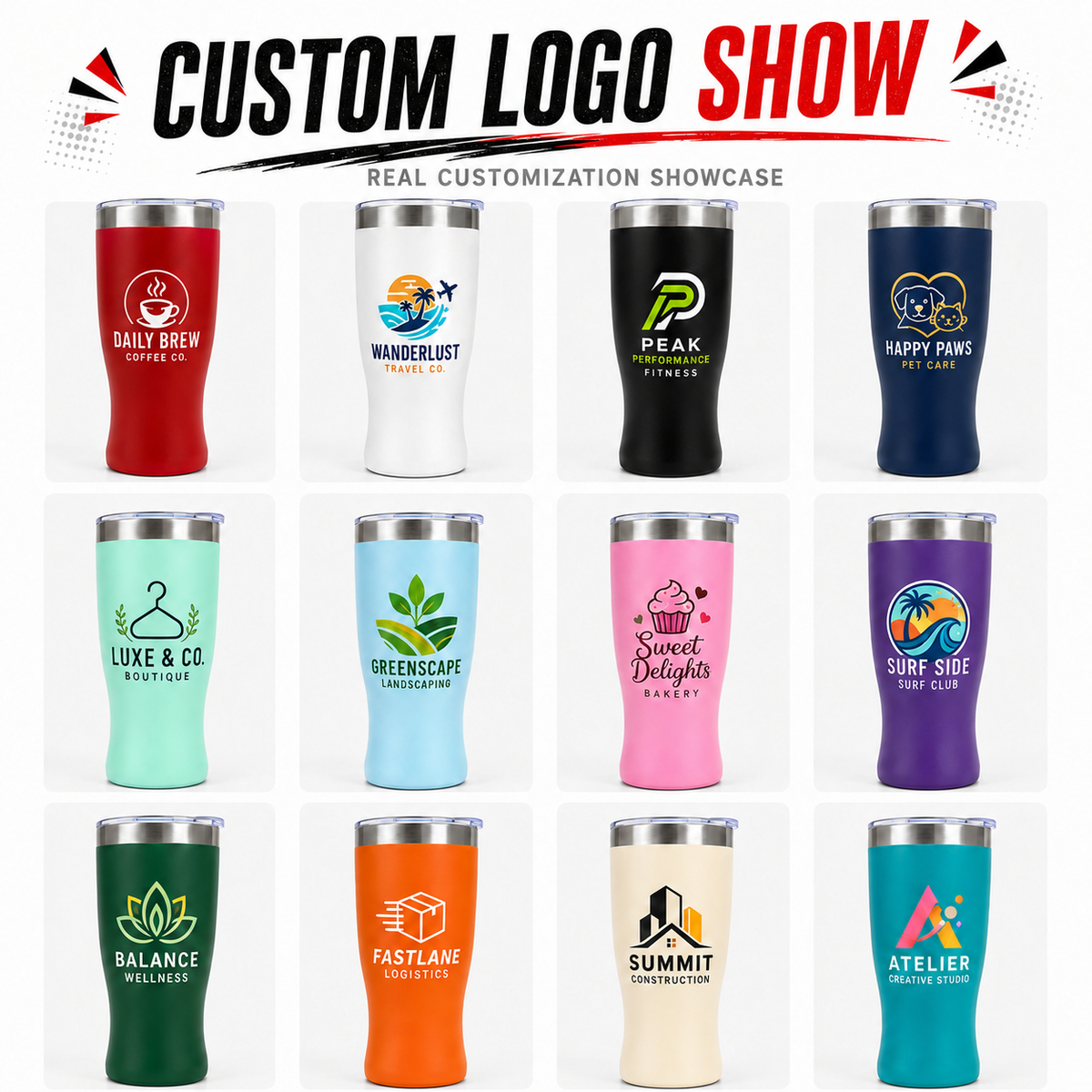 Custom 16oz Ergonomic Curved Stainless Steel Tumbler