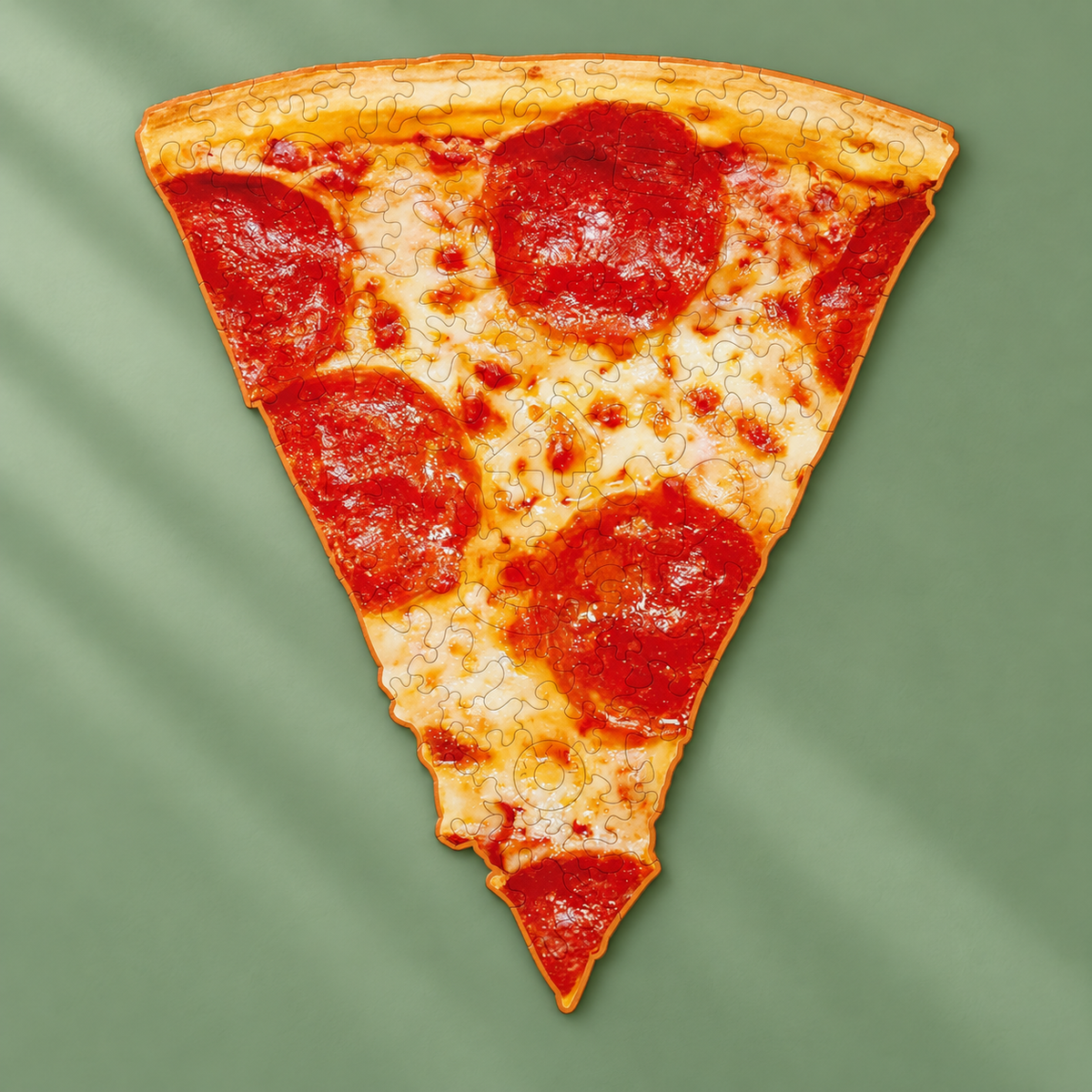 Pepperoni Slice Wooden Jigsaw Puzzle – Food Shaped Puzzle with 115 Pieces