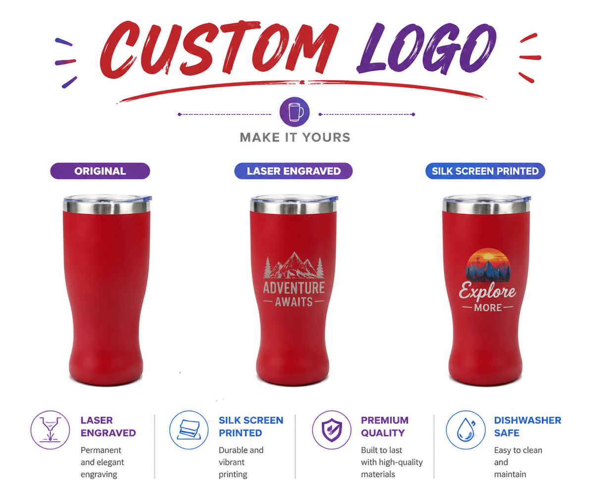 Custom 16oz Ergonomic Curved Stainless Steel Tumbler