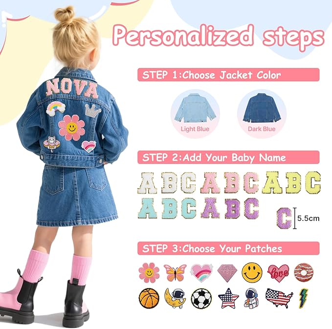 Personalized Kids Denim Patch Jacket
