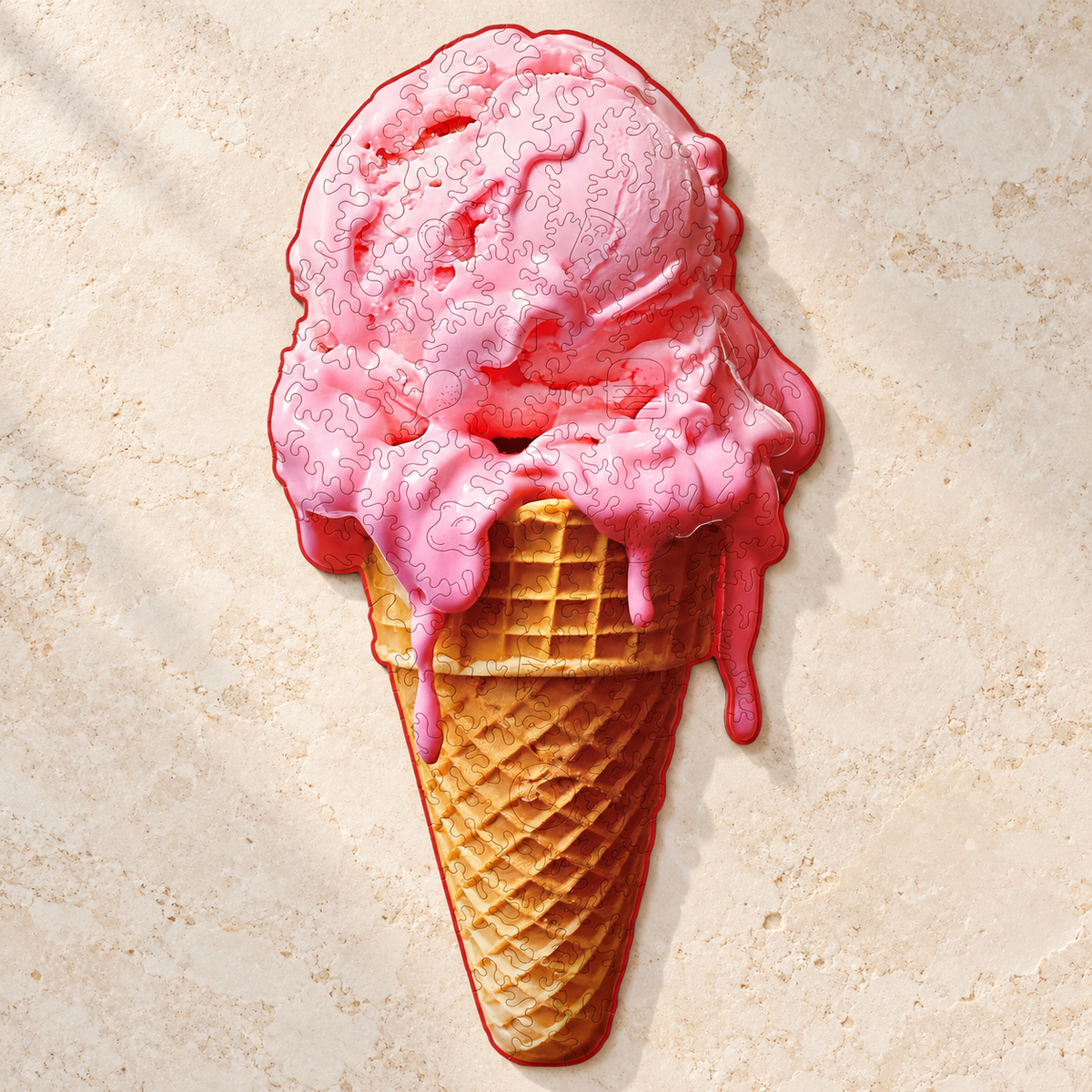 Strawberry Scoop Wooden Jigsaw Puzzle – Pink Ice Cream Cone
