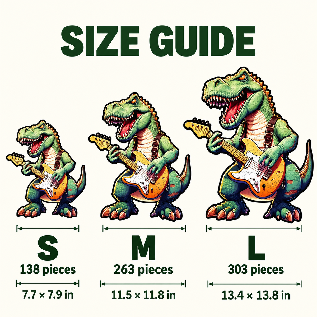 Guitar Rocker T-Rex Wooden Jigsaw Puzzle