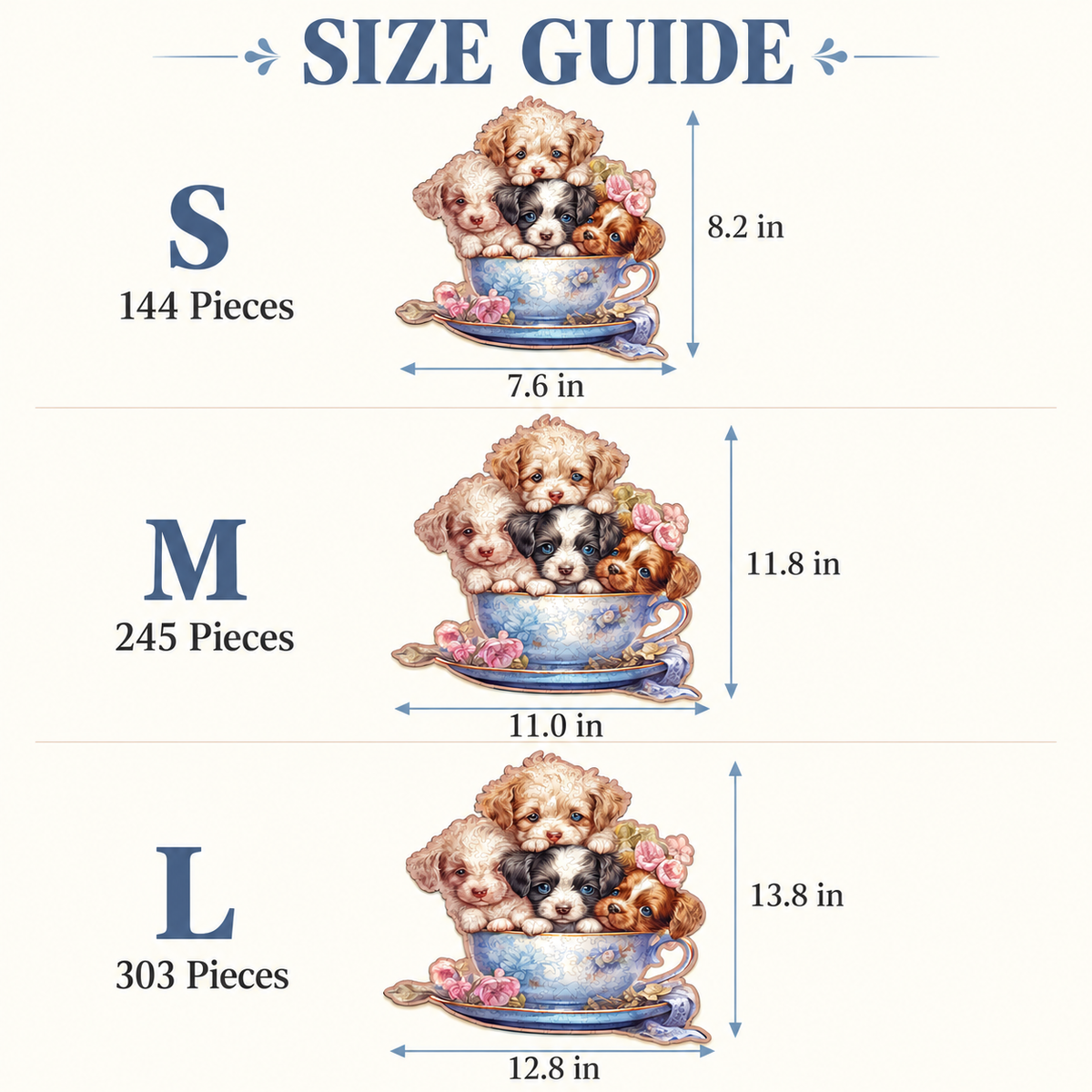 Teacup Puppy Friends Wooden Jigsaw Puzzle