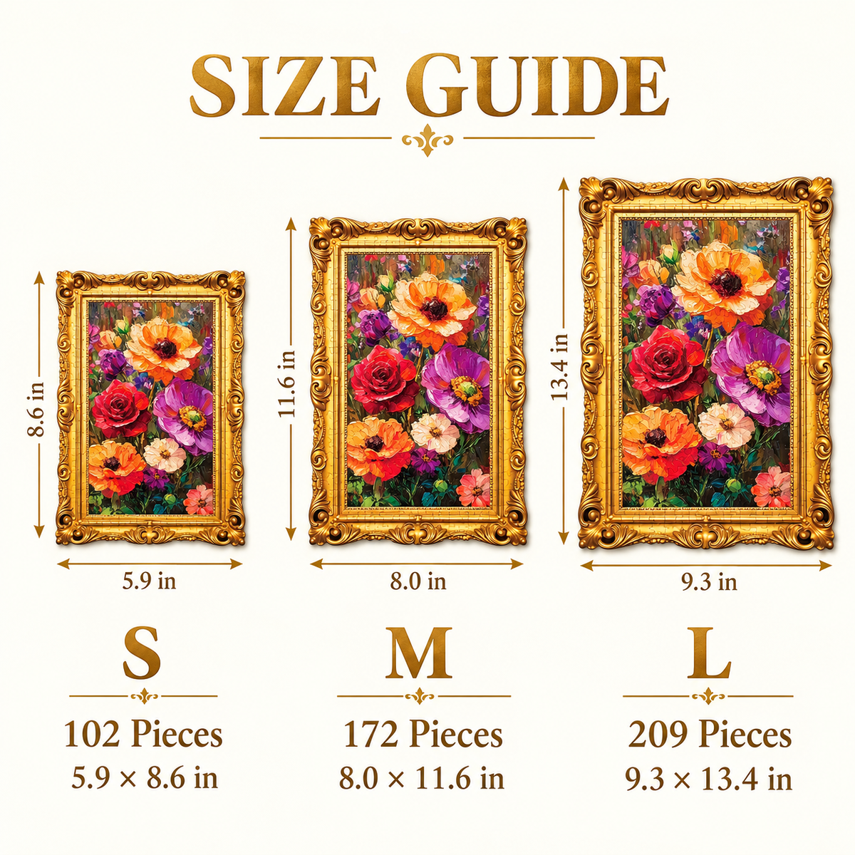 Golden Garden Floral Art Wooden Jigsaw Puzzle