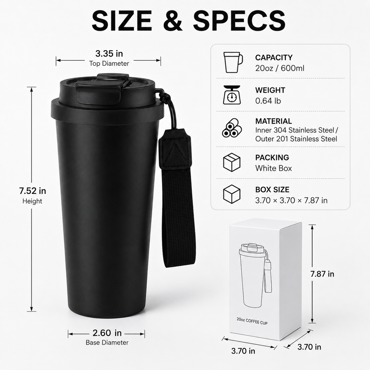 Custom 20oz Dual-Drink Insulated Tumbler With Lanyard