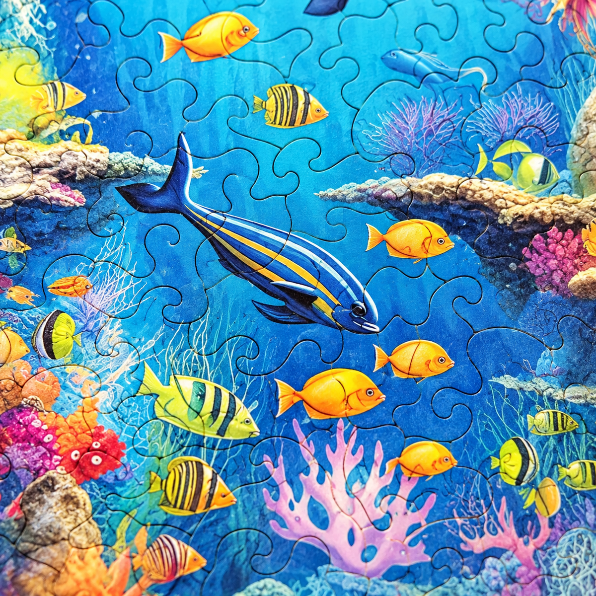 Coral Reef Discovery Wooden Jigsaw Puzzle – Tropical Fish & Ocean Life Art