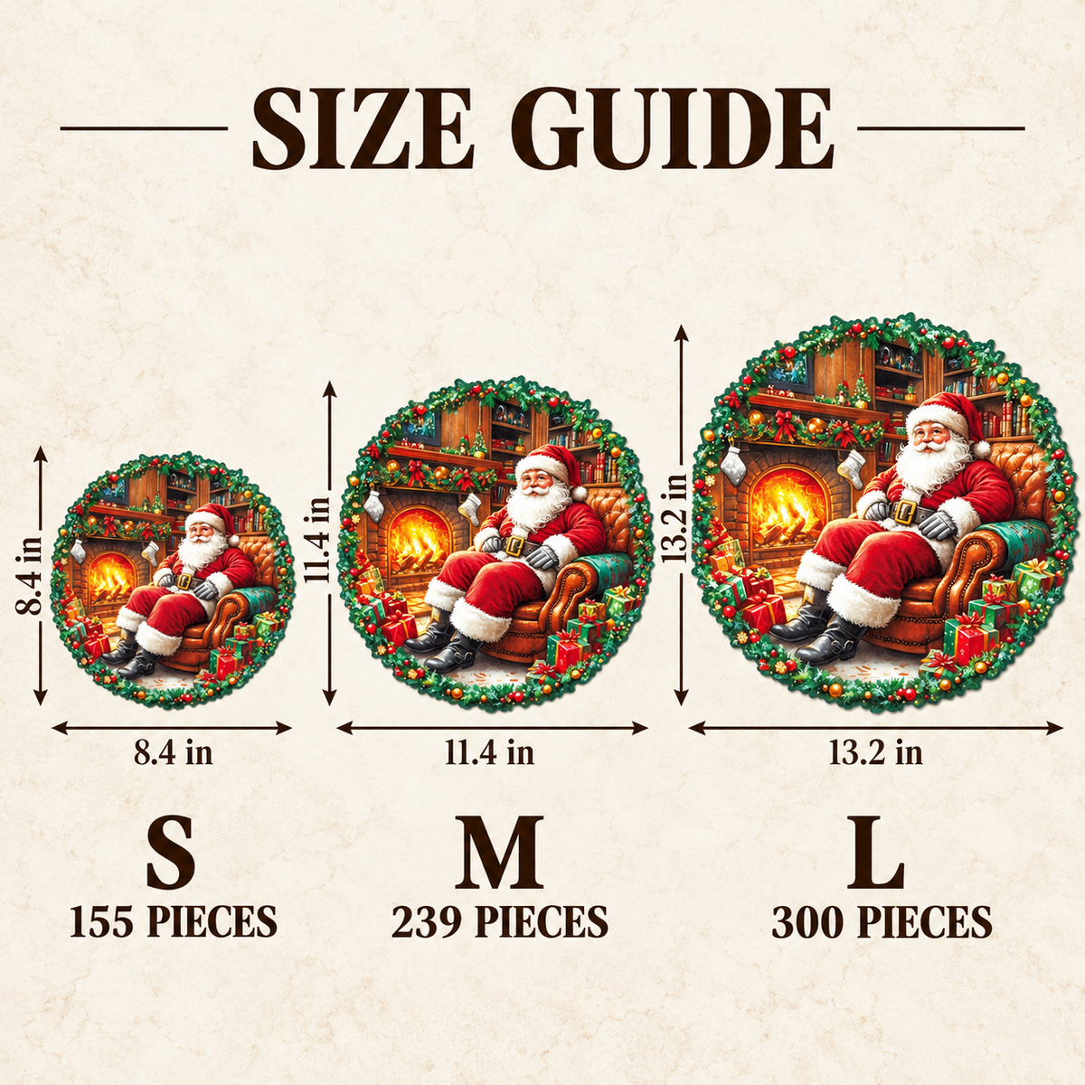 Santa’s Fireside Retreat Wooden Jigsaw Puzzle – Cozy Christmas Scene