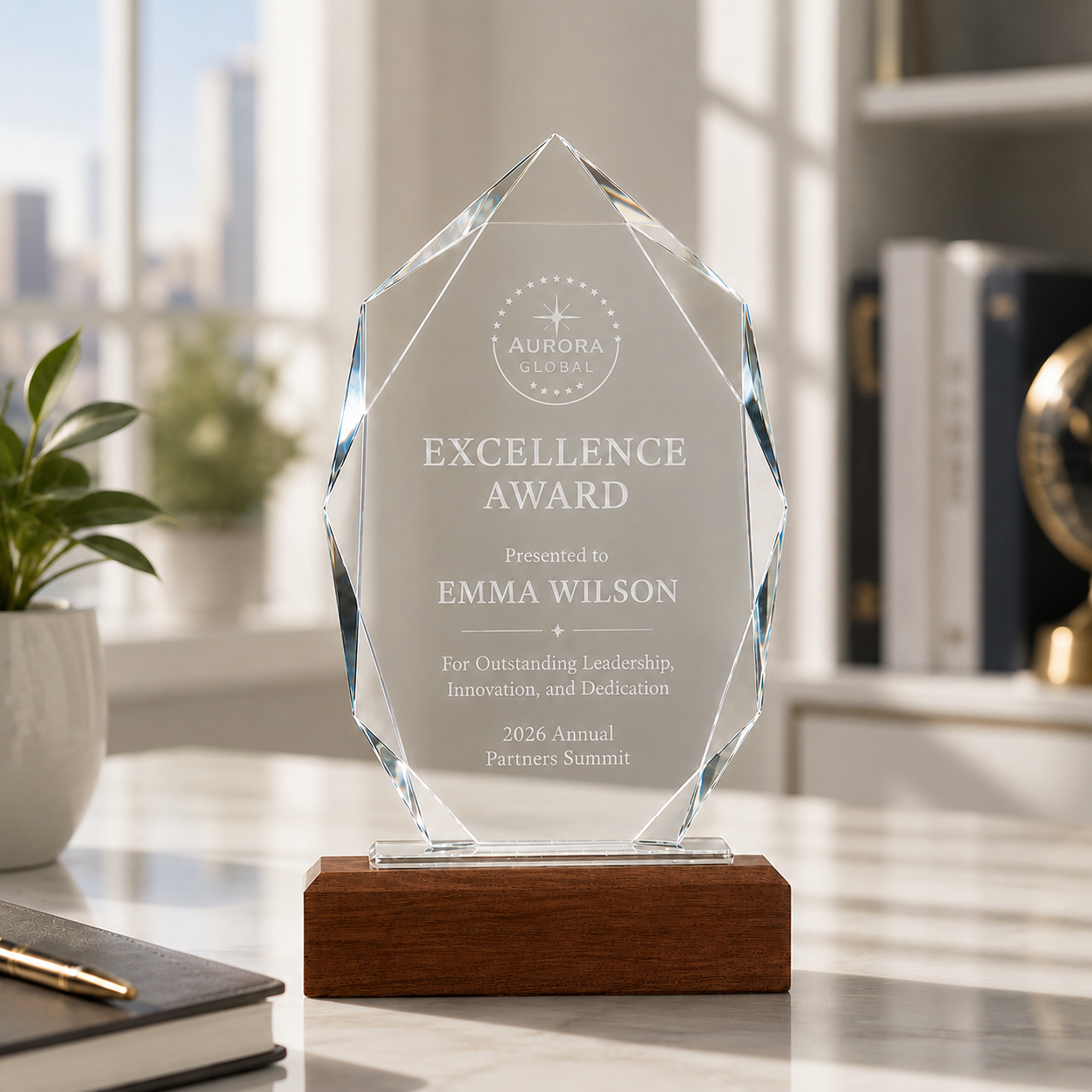 Custom Tree-shaped Crystal Trophy