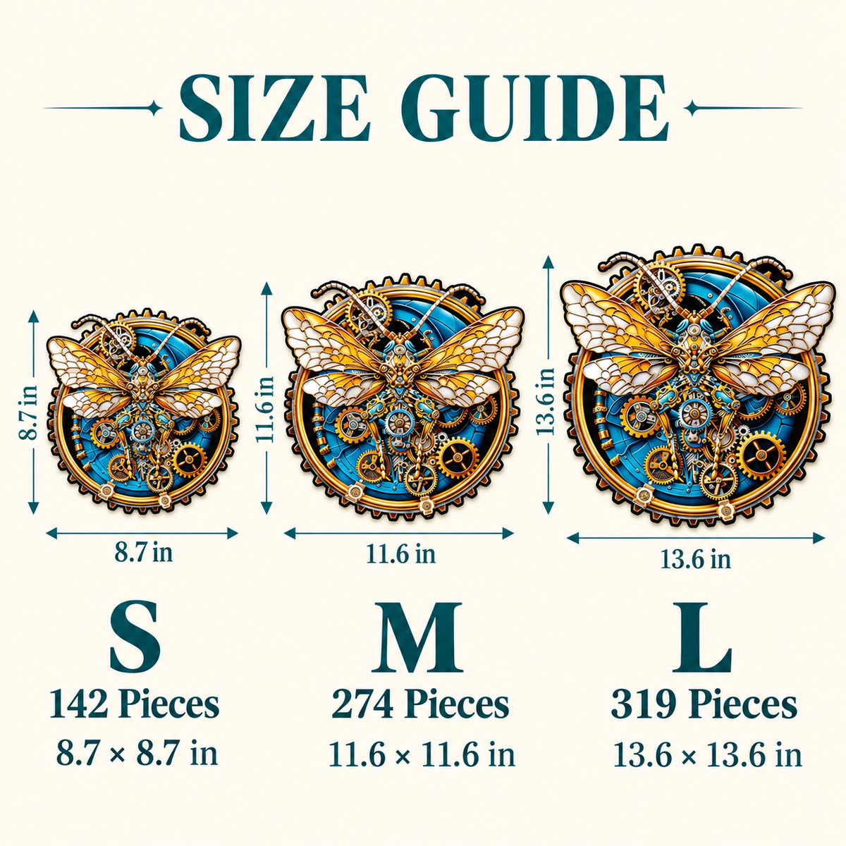 Golden Clockwork Butterfly Wooden Jigsaw Puzzle