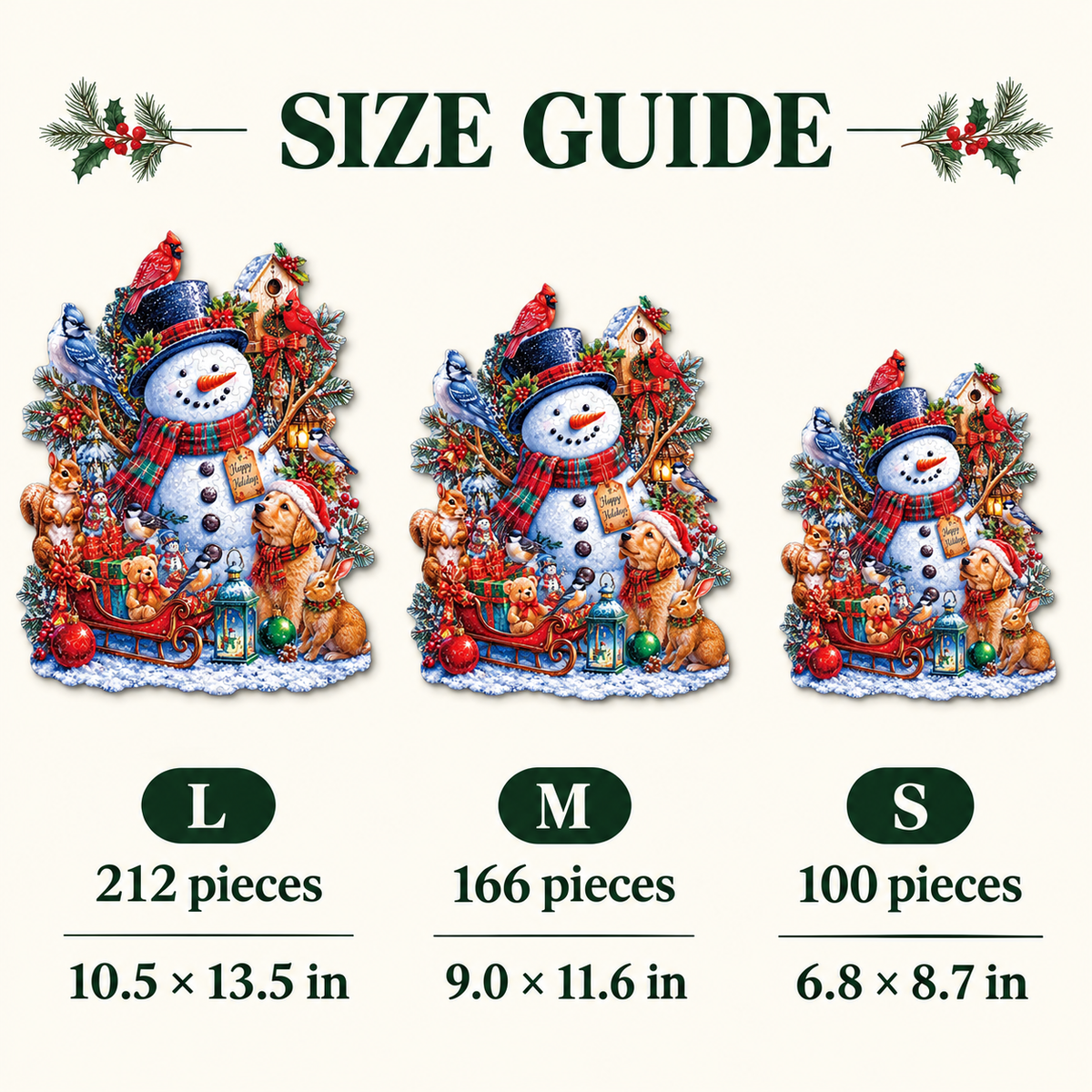 Snowman & Woodland Friends Wooden Jigsaw Puzzle – Festive Christmas Scene
