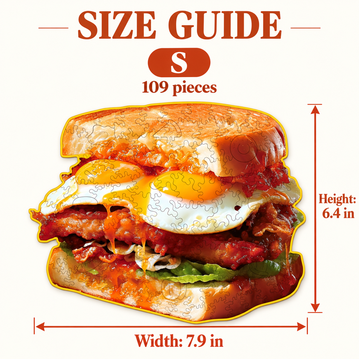 Loaded Breakfast Sandwich Wooden Jigsaw Puzzle