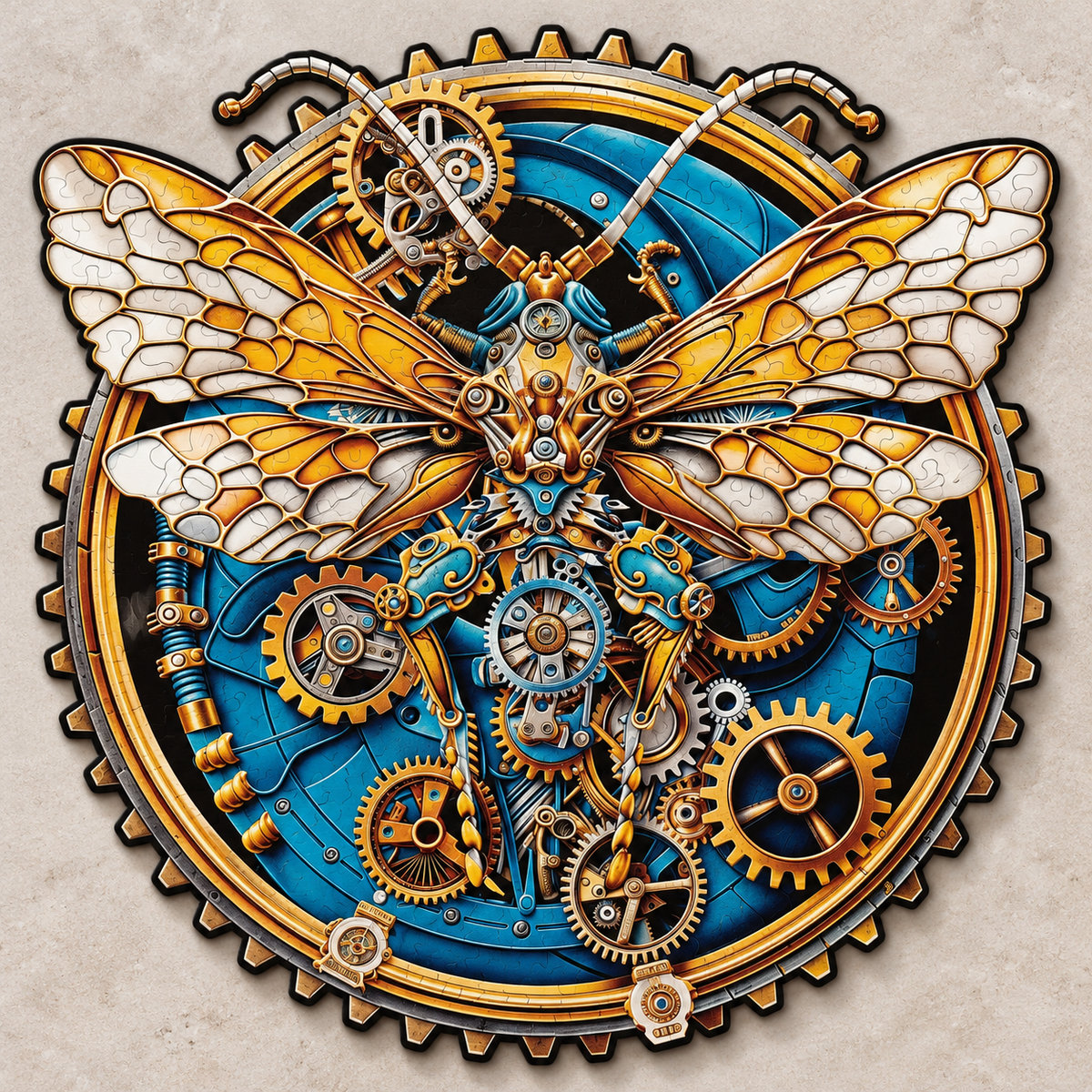 Golden Clockwork Butterfly Wooden Jigsaw Puzzle