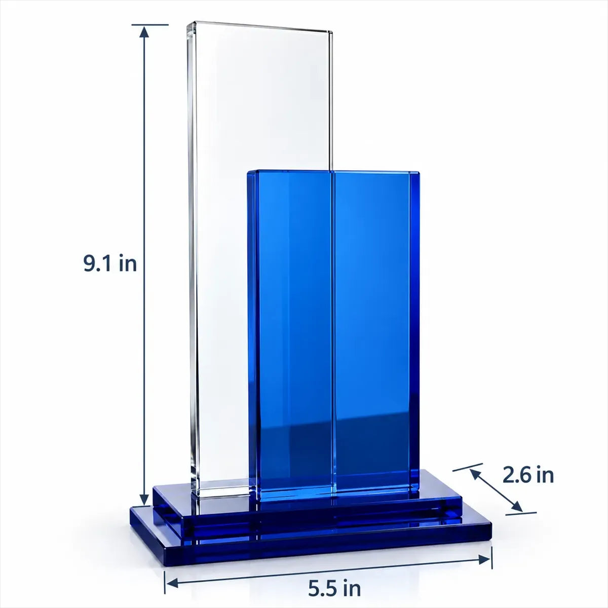 Blue & Clear Stacked Crystal Award Plaque