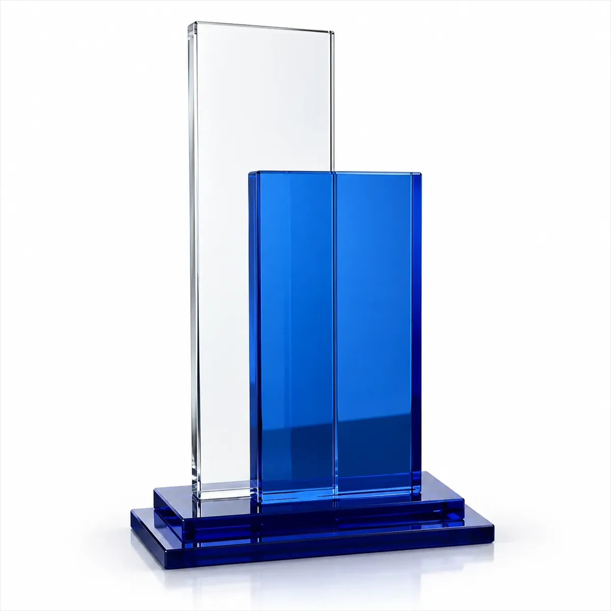 Blue & Clear Stacked Crystal Award Plaque